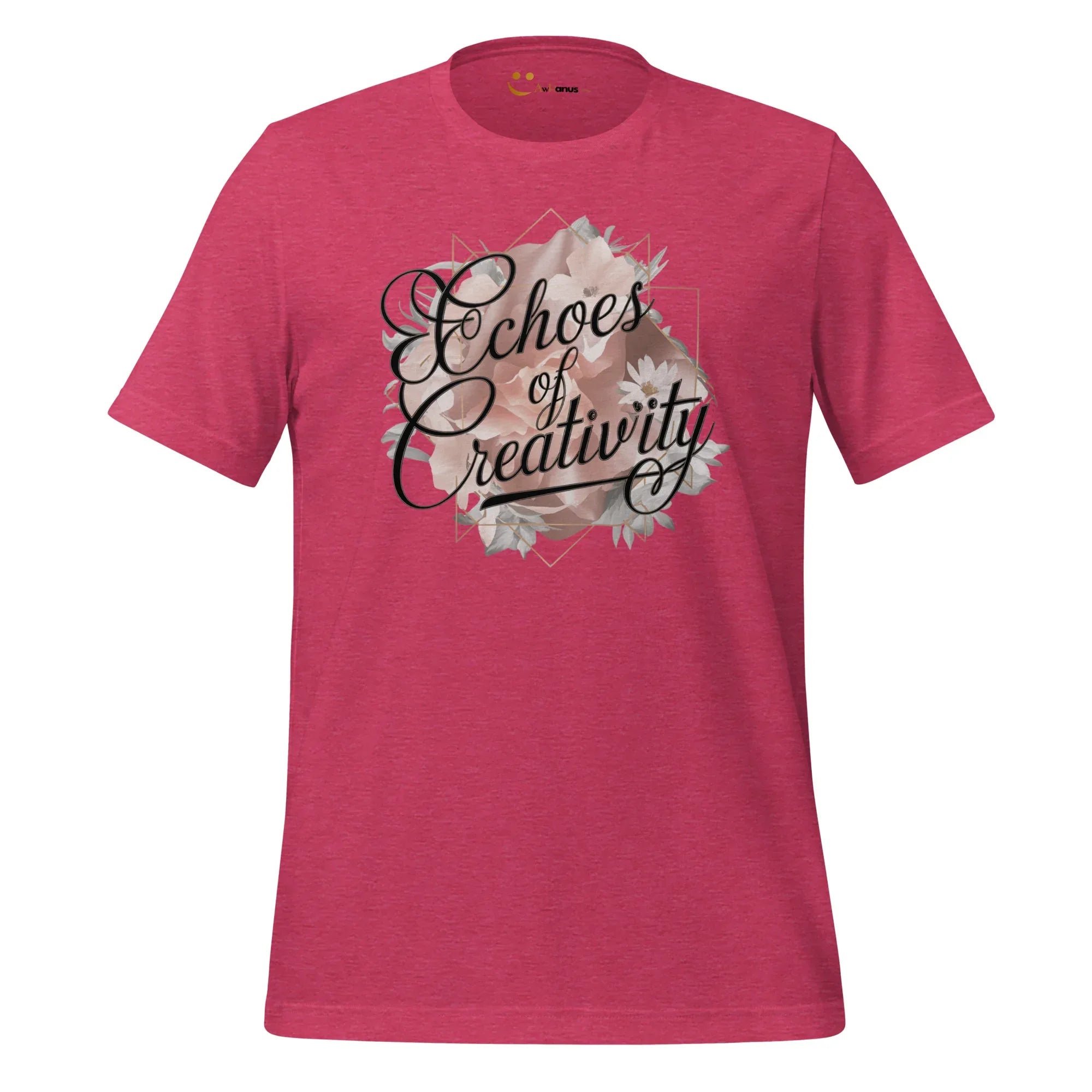 Women's T-Shirt | Echoes Of Creativity Women's t-shirt AwRans Clothing unisex-staple-t-shirt-heather-raspberry-front-679bbee4db655
