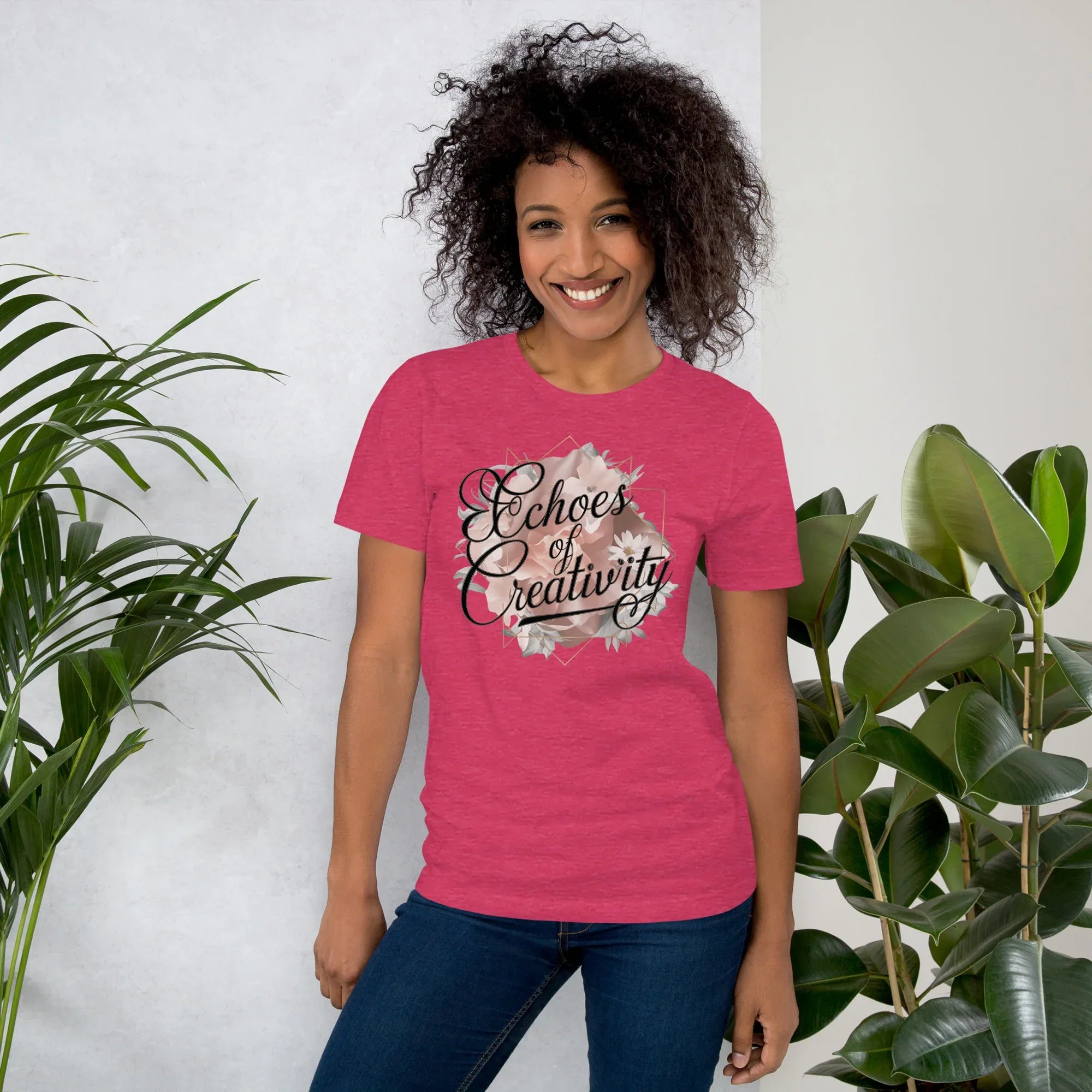 Women's T-Shirt | Echoes Of Creativity Heather Raspberry Women's t-shirt AwRans Clothing unisex-staple-t-shirt-heather-raspberry-front-679bbee59ecec