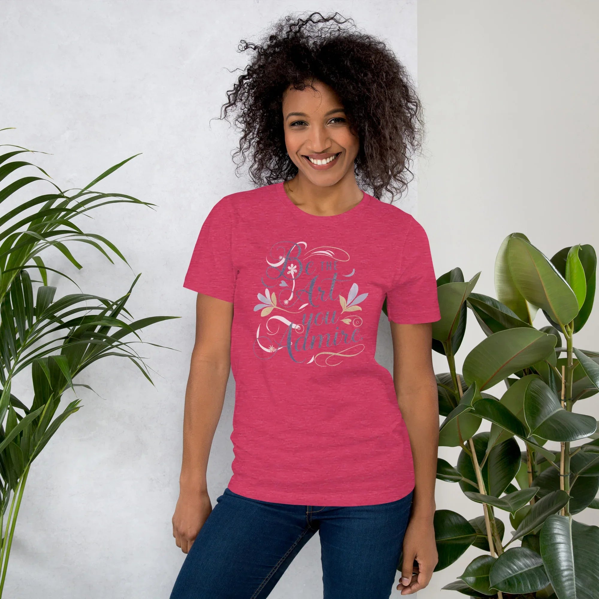 Women's T-Shirt | Be The Art You Admire Heather Raspberry Women's t-shirt AwRans Clothing unisex-staple-t-shirt-heather-raspberry-front-679be278713c1