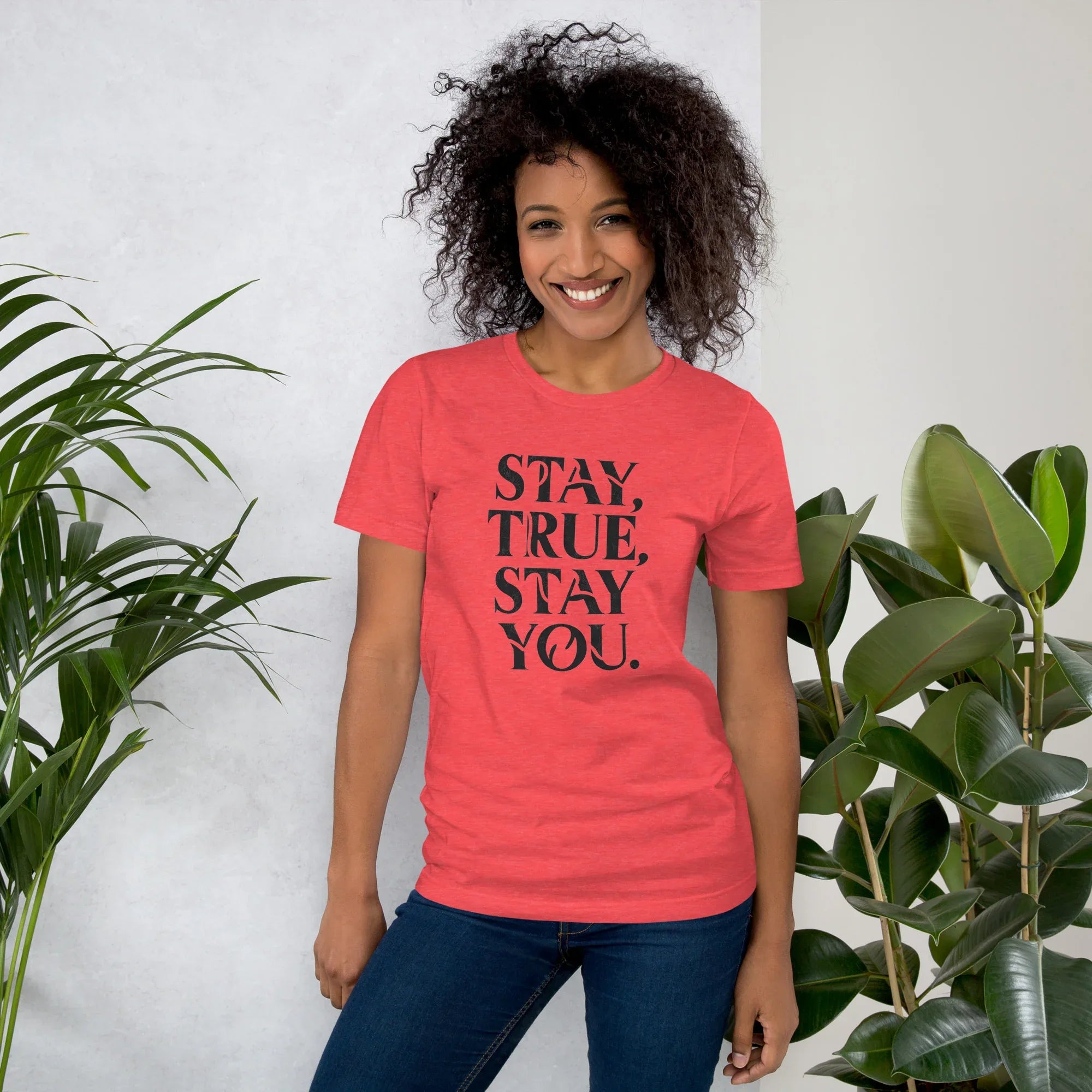 Women's T-Shirt | Stay True,Stay You. Heather Red Women's t-shirt AwRans Clothing unisex-staple-t-shirt-heather-red-front-679a99926f4ad