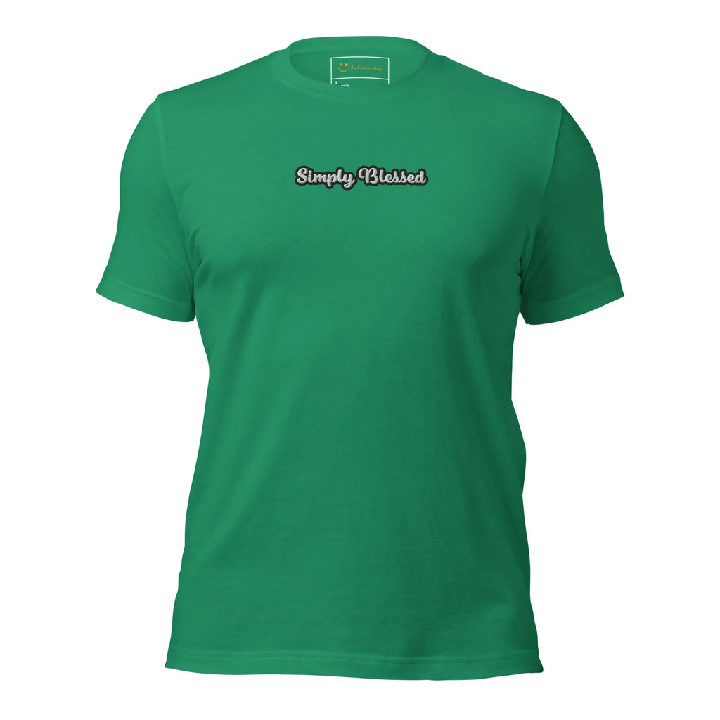 Unisex | Simply Blessed T-Shirt t-shirt AwRans Clothing unisex-staple-t-shirt-kelly-front-6749edcb3a136