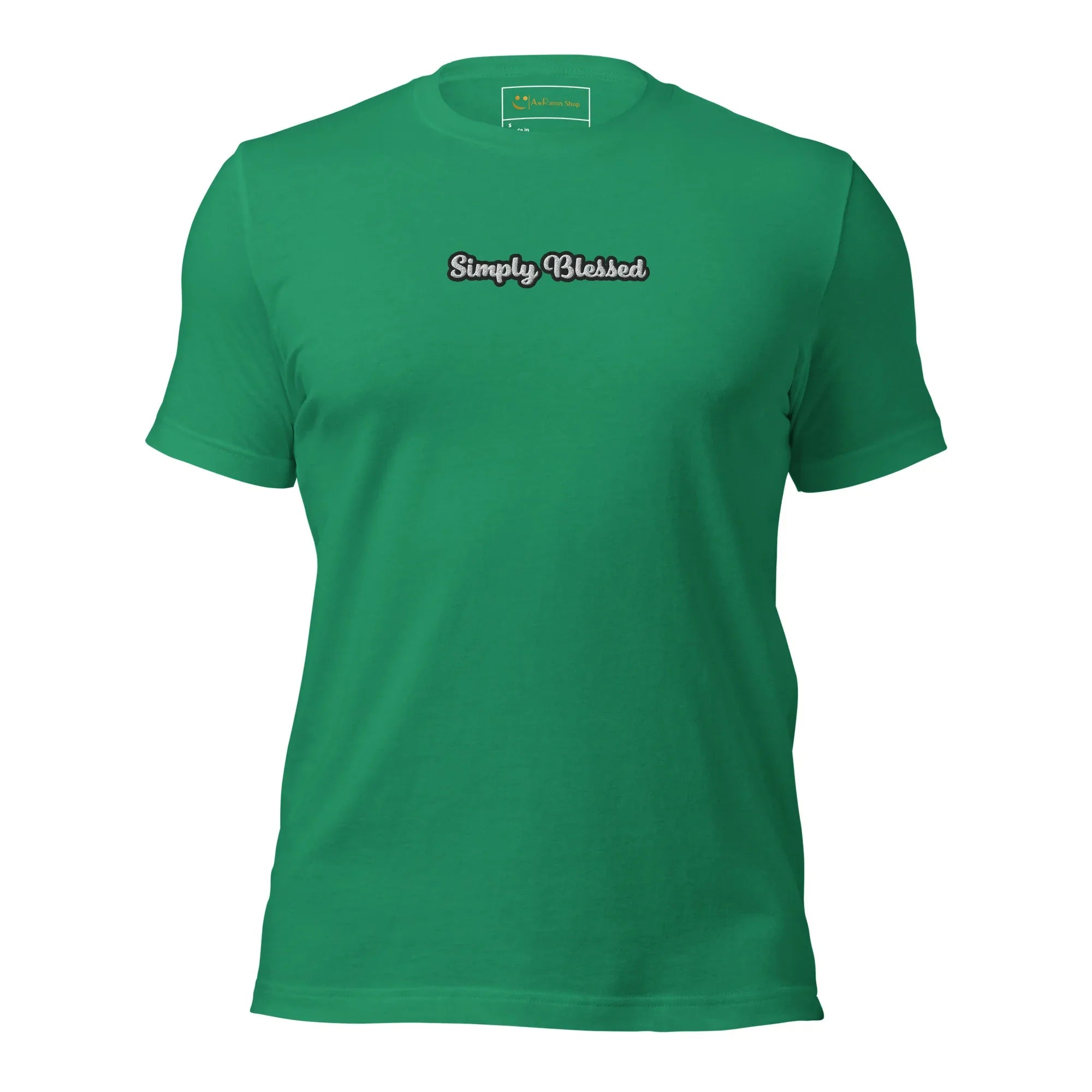 Unisex | Simply Blessed T-Shirt t-shirt AwRans Clothing unisex-staple-t-shirt-kelly-front-6749edcb3a136