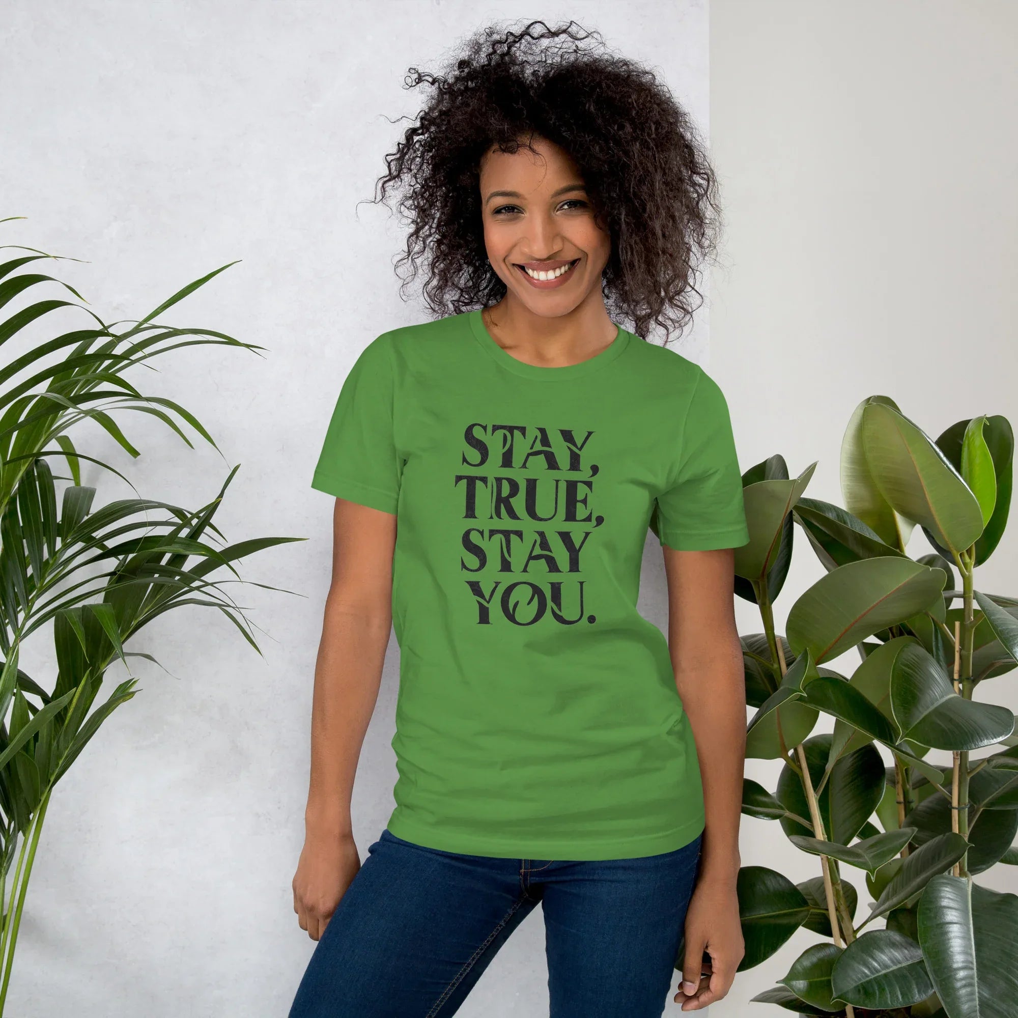 Women's T-Shirt | Stay True,Stay You. Leaf Women's t-shirt AwRans Clothing unisex-staple-t-shirt-leaf-front-679a99927be16