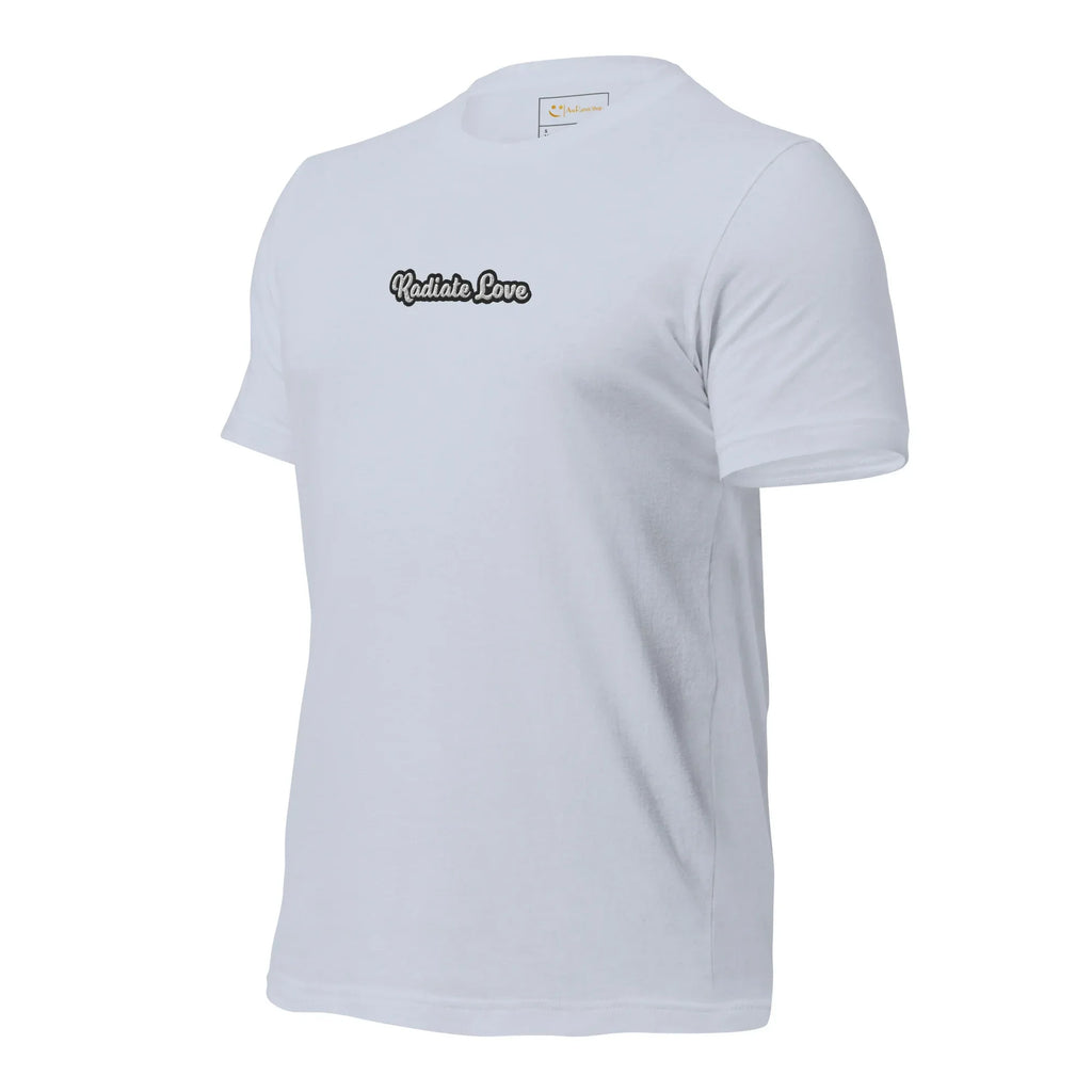Unisex | Radiate Love T-Shirt t-shirt AwRans Clothing unisex-staple-t-shirt-light-blue-left-front-6749de25904f2