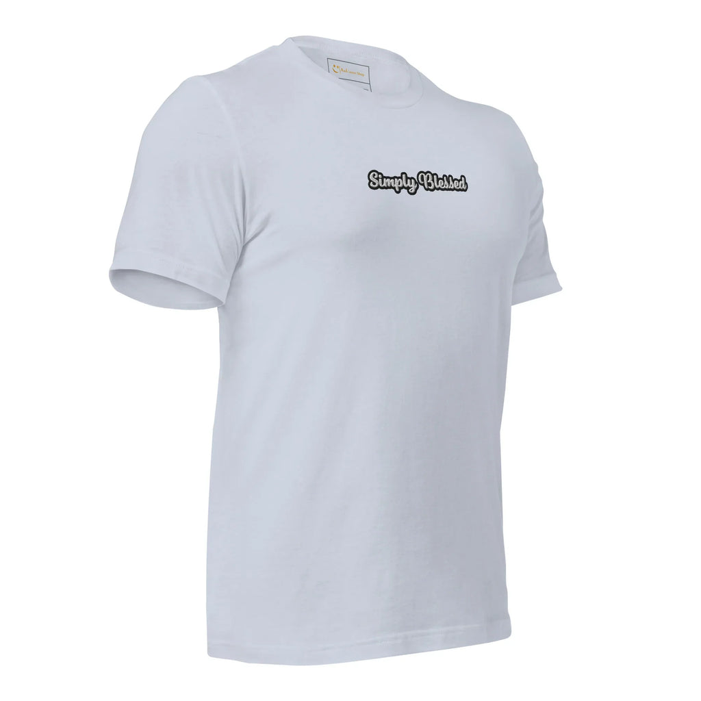 Unisex | Simply Blessed T-Shirt t-shirt AwRans Clothing unisex-staple-t-shirt-light-blue-right-front-6749edcdc3944
