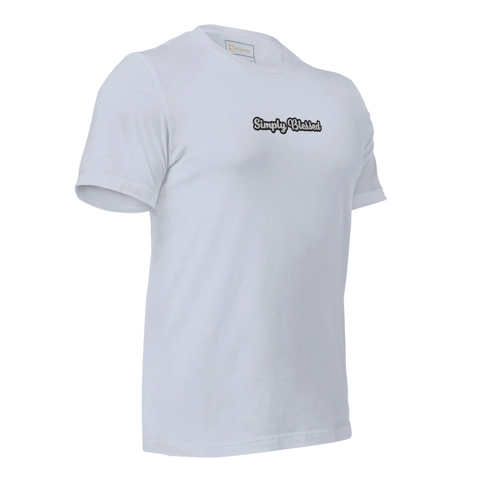 Unisex | Simply Blessed T-Shirt t-shirt AwRans Clothing unisex-staple-t-shirt-light-blue-right-front-6749edcdc3944
