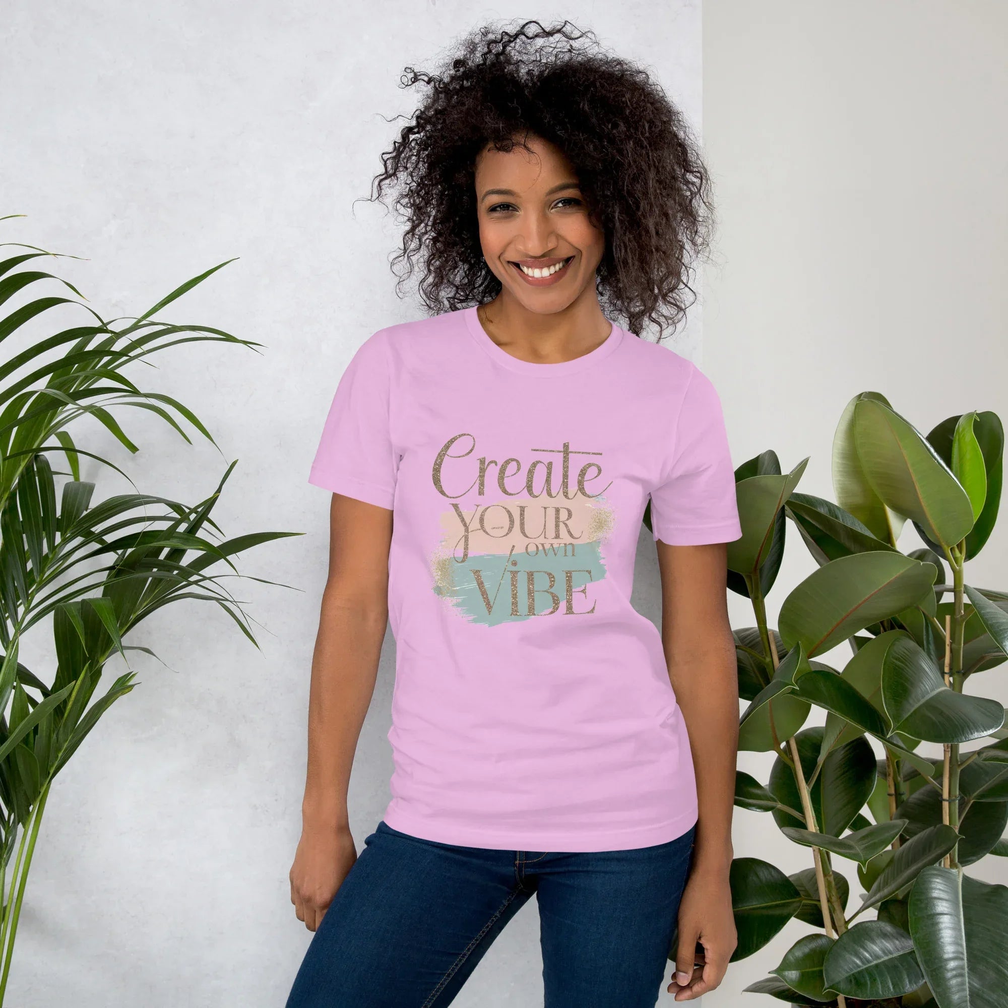 Women's T-Shirt | Creat Your Own Vibe Lilac Women's t-shirt AwRans Clothing unisex-staple-t-shirt-lilac-front-6799e51fc1328