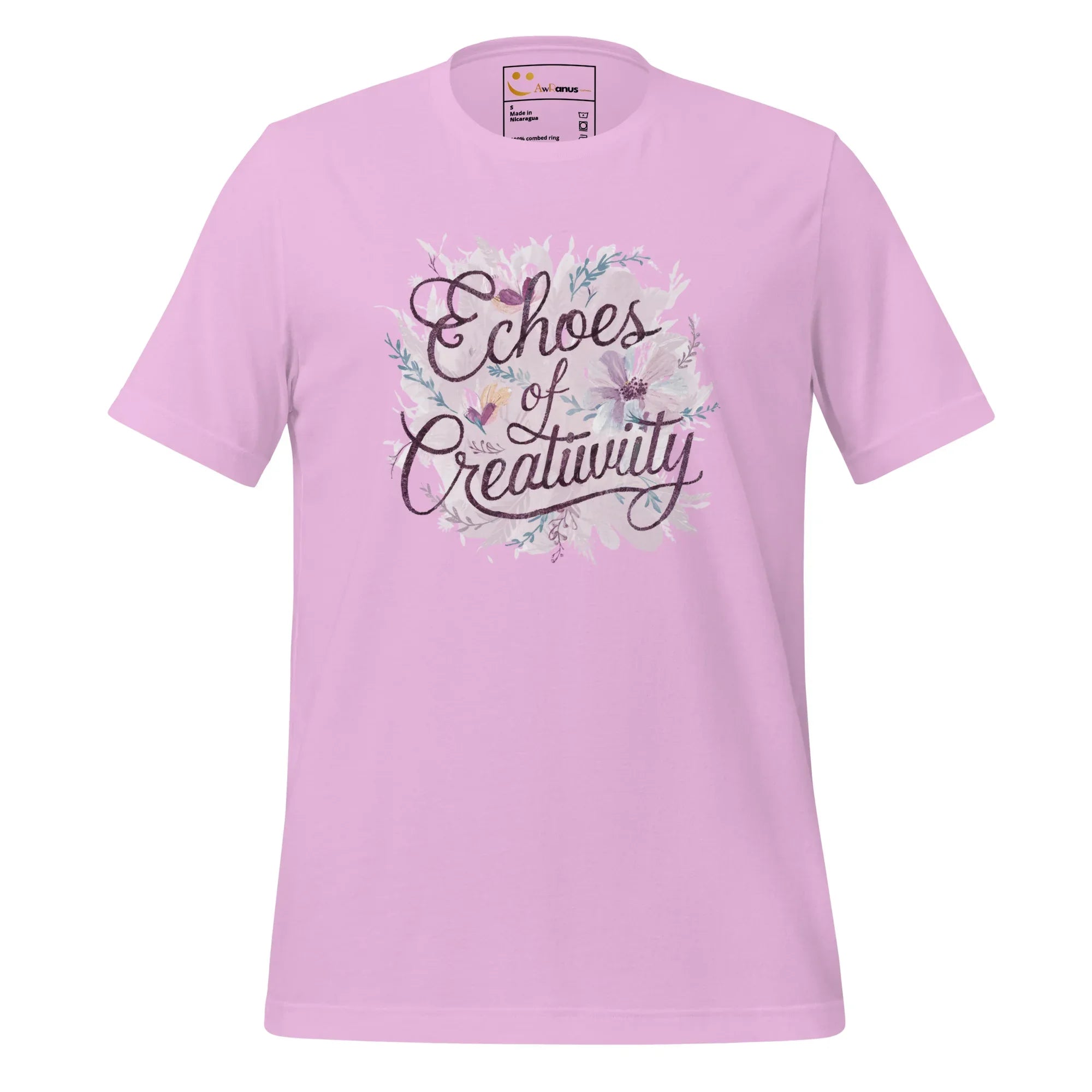 Women's T-Shirt | Echoes Of Creativity Women's t-shirt AwRans Clothing unisex-staple-t-shirt-lilac-front-6799ecd1d445d