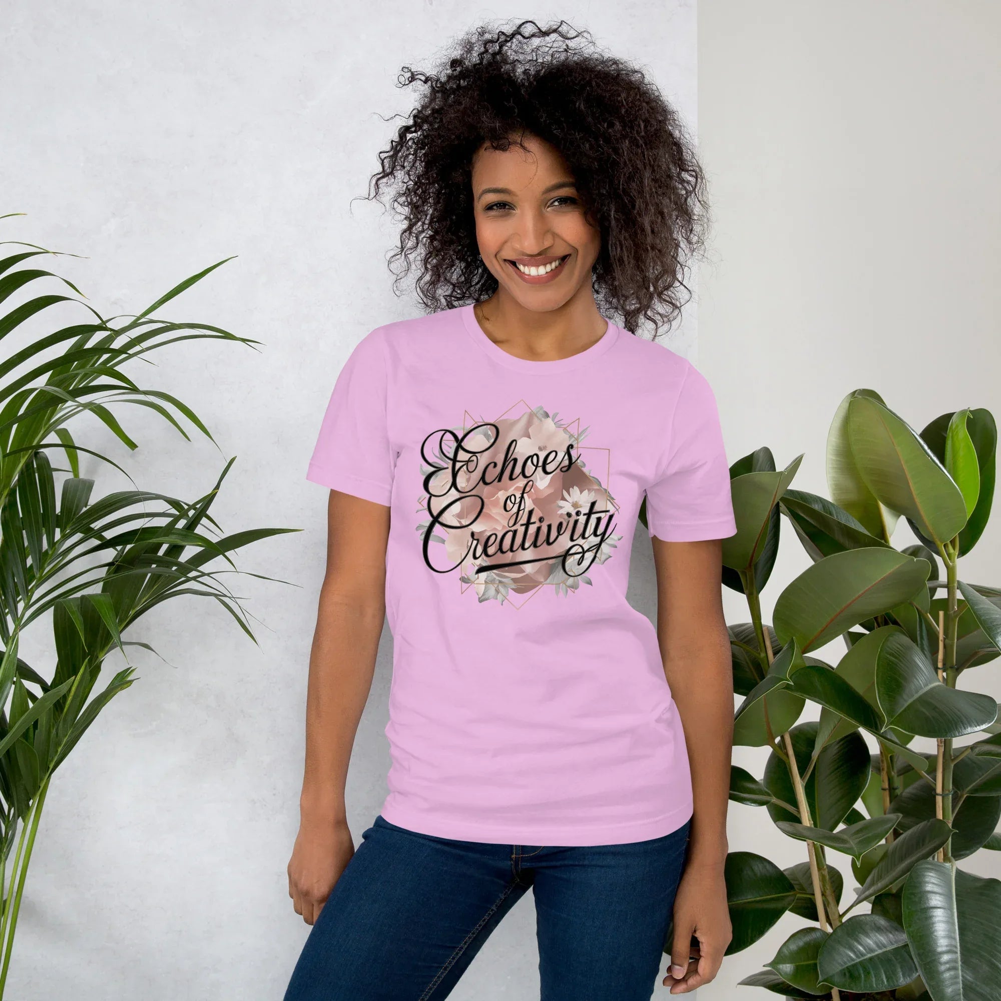 Women's T-Shirt | Echoes Of Creativity Lilac Women's t-shirt AwRans Clothing unisex-staple-t-shirt-lilac-front-679bbee5e5ce5