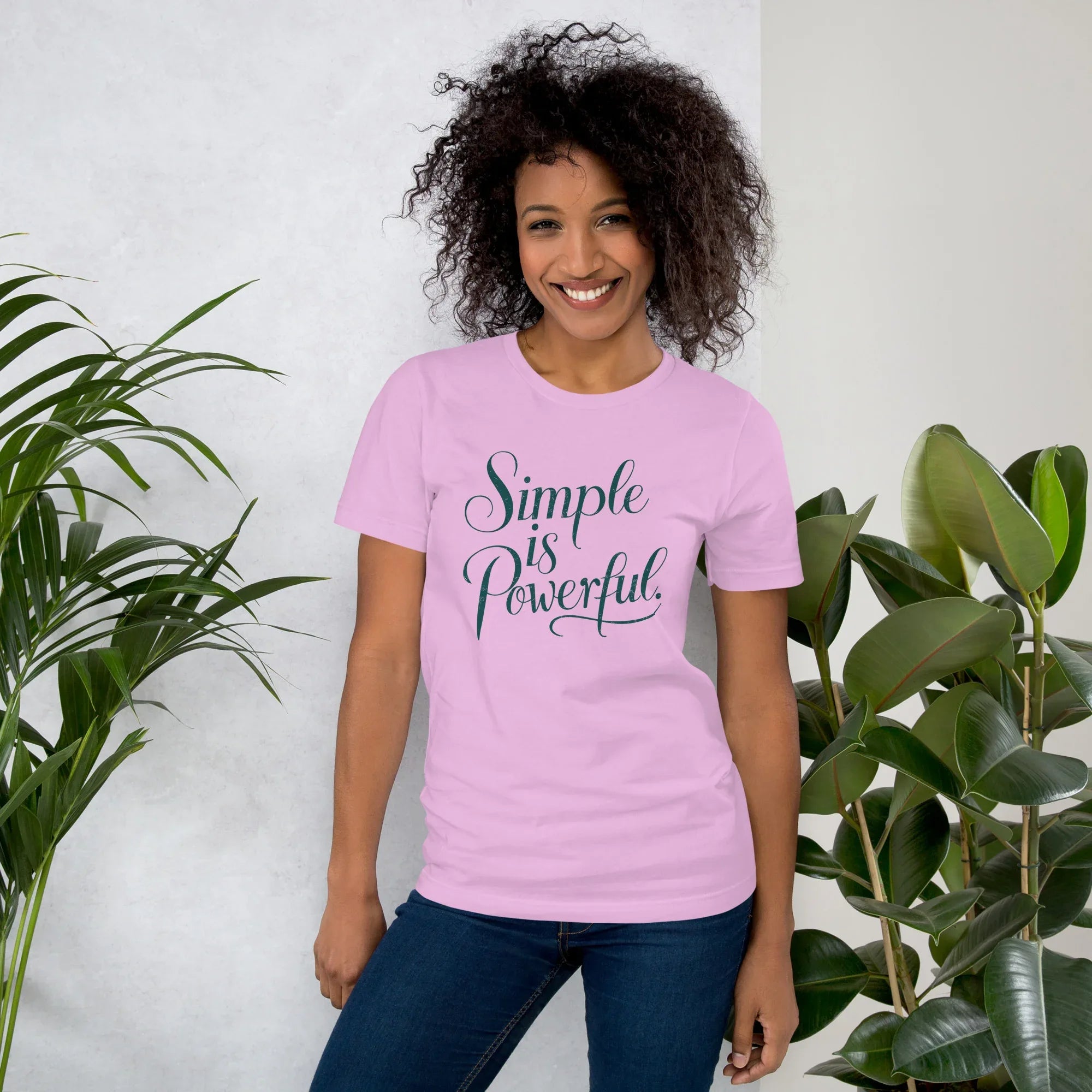 Women's T-Shirt | Simple Is Powerful Lilac Women's t-shirt AwRans Clothing unisex-staple-t-shirt-lilac-front-679bdccd4bc0c