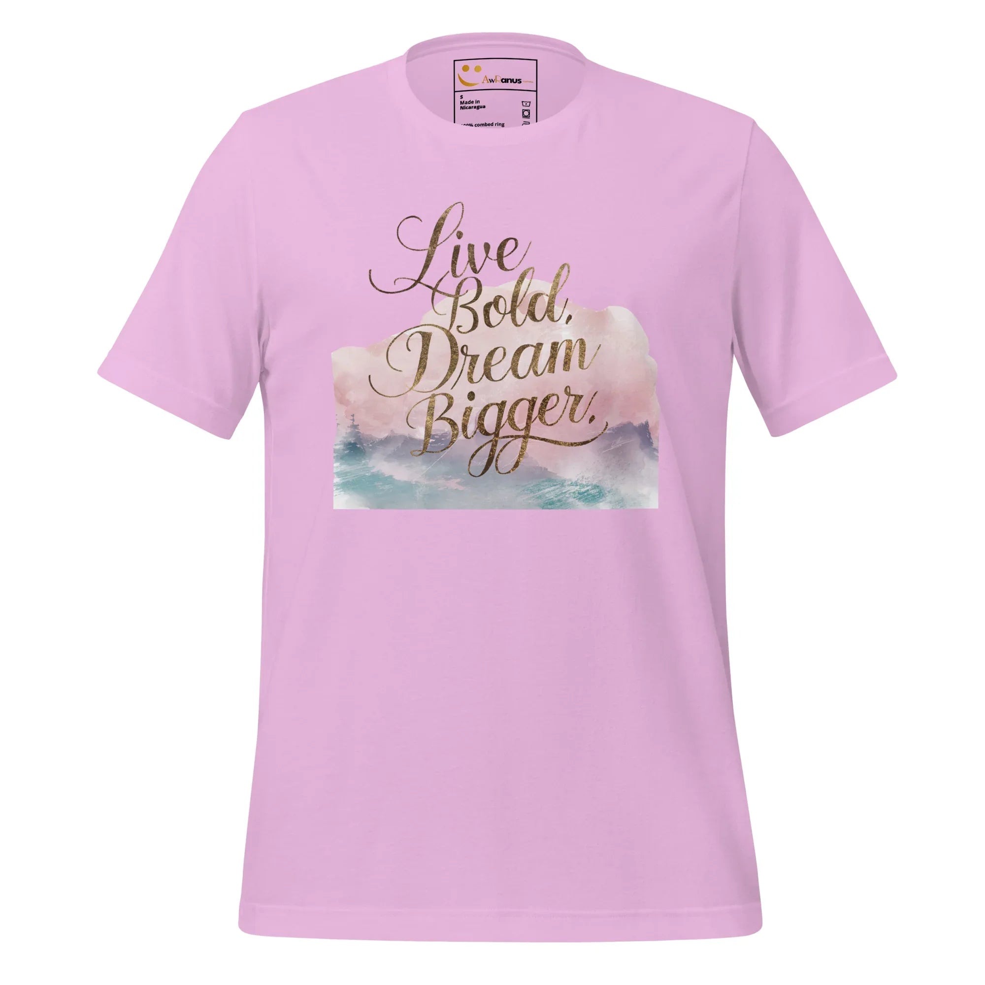 Women's T-Shirt | Live Bold,Dream Bigger. Women's t-shirt AwRans Clothing unisex-staple-t-shirt-lilac-front-679be00209474