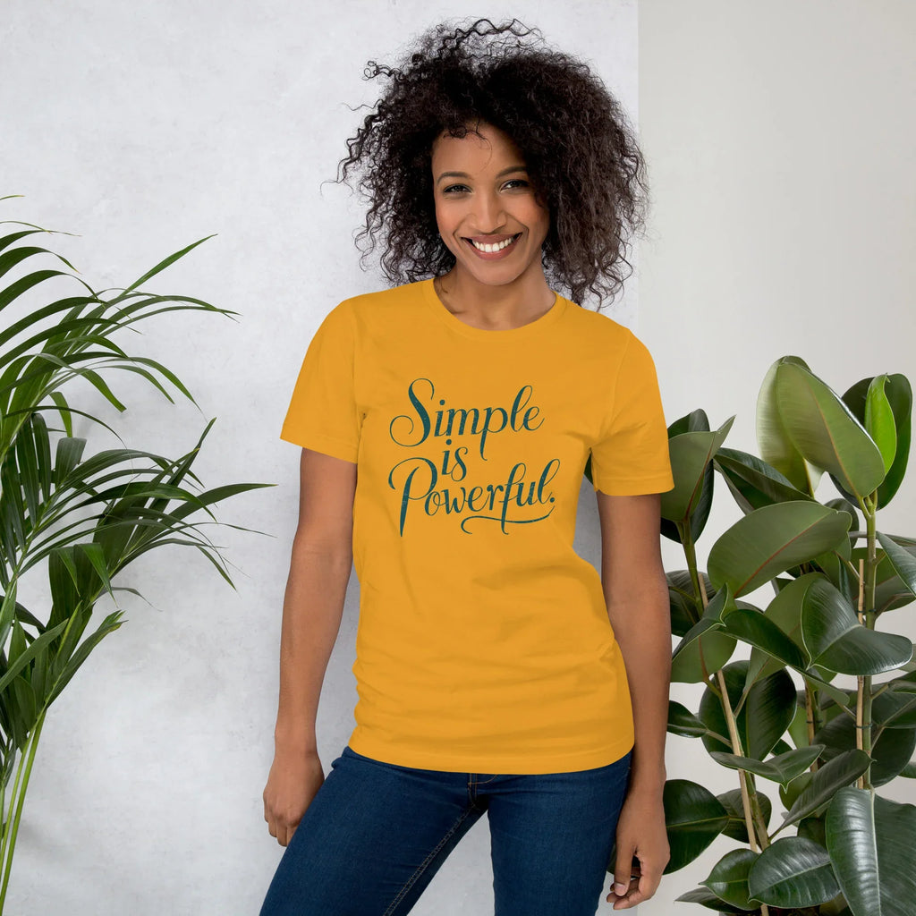 Women's T-Shirt | Simple Is Powerful Mustard Women's t-shirt AwRans Clothing unisex-staple-t-shirt-mustard-front-679bdccd3304d
