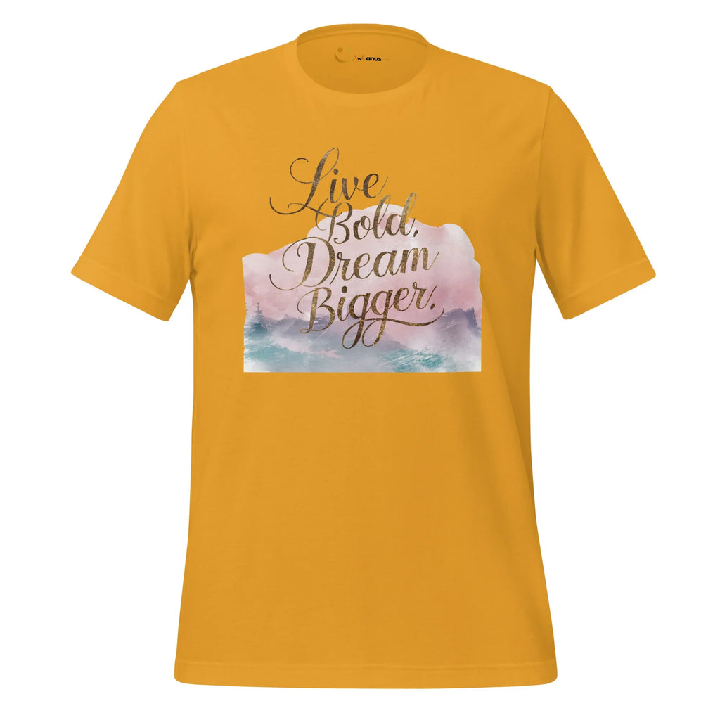 Women's T-Shirt | Live Bold,Dream Bigger. Women's t-shirt AwRans Clothing unisex-staple-t-shirt-mustard-front-679be001f396f