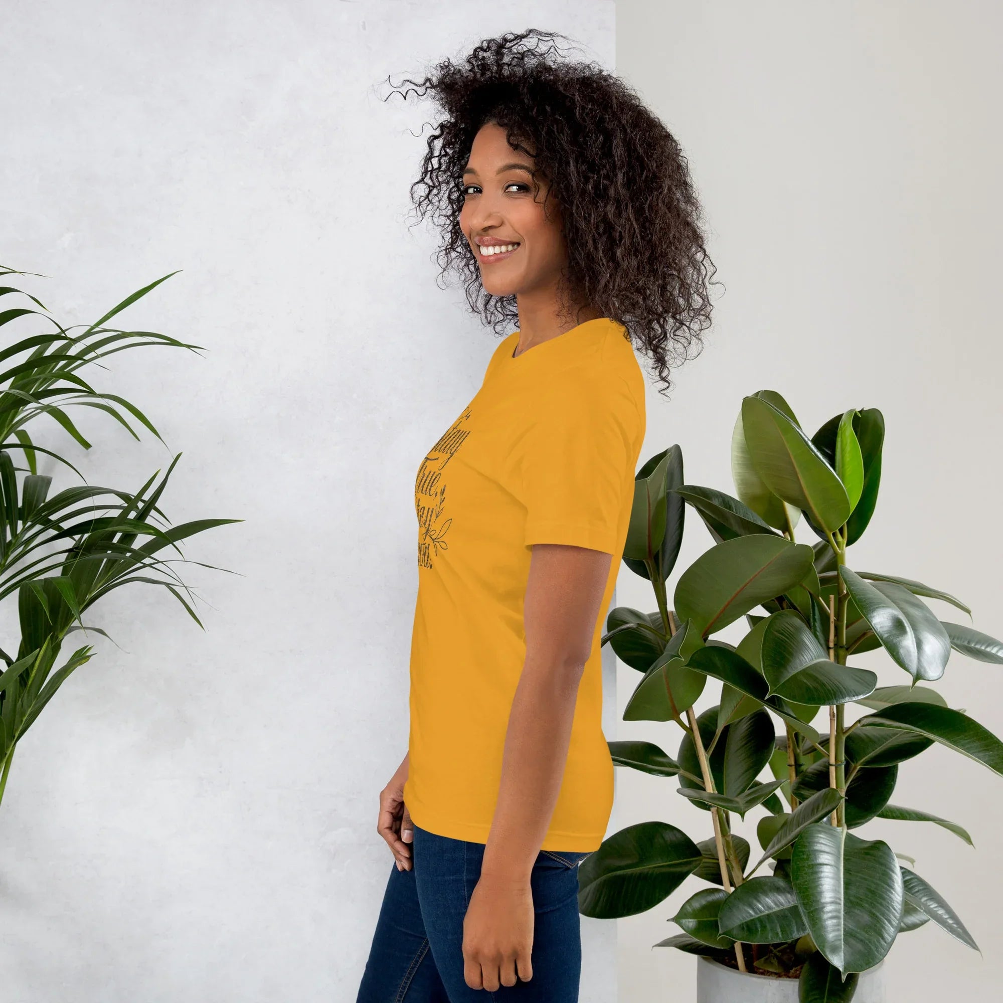 Women's T-Shirt | Stay True,Stay You. Women's t-shirt AwRans Clothing unisex-staple-t-shirt-mustard-left-679bbce1bb381