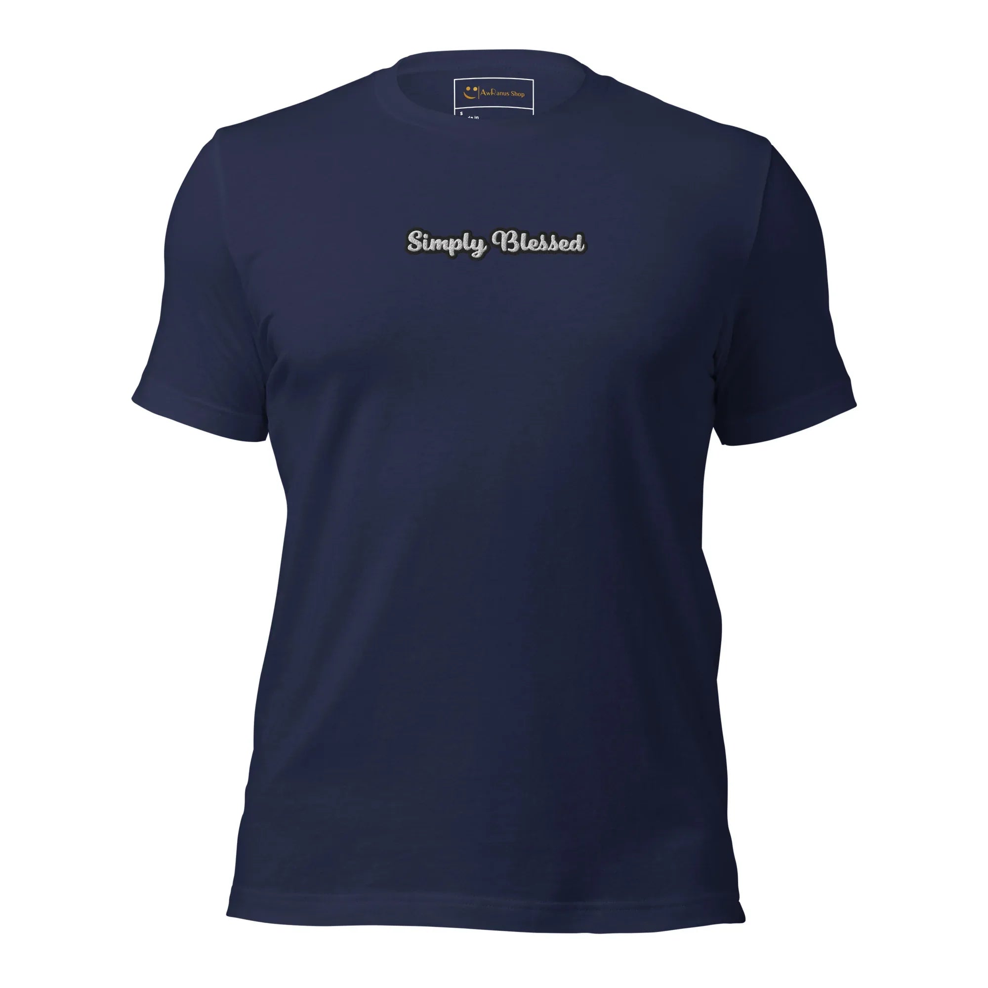 Unisex | Simply Blessed T-Shirt t-shirt AwRans Clothing unisex-staple-t-shirt-navy-front-6749edcadec59