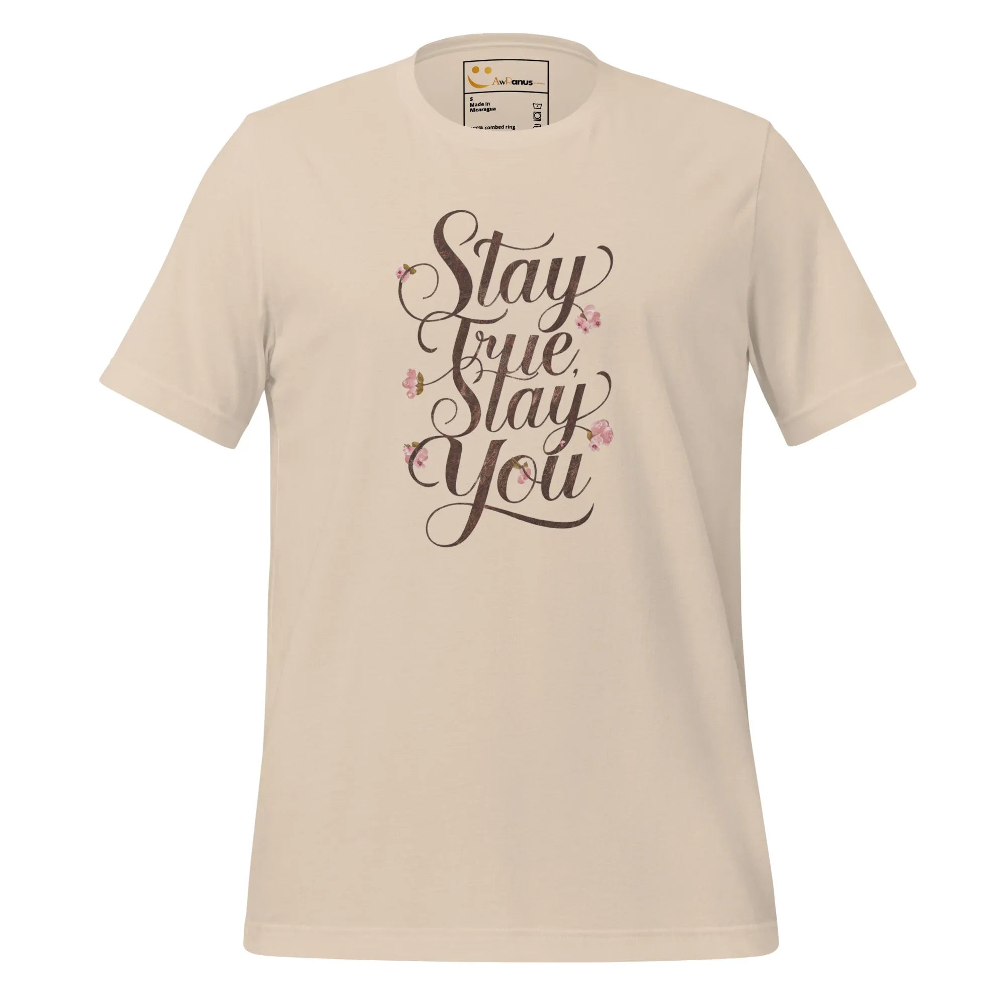 Women's T-Shirt | Stay True,Stay You. Women's t-shirt AwRans Clothing unisex-staple-t-shirt-soft-cream-front-679a9bf1a94ce