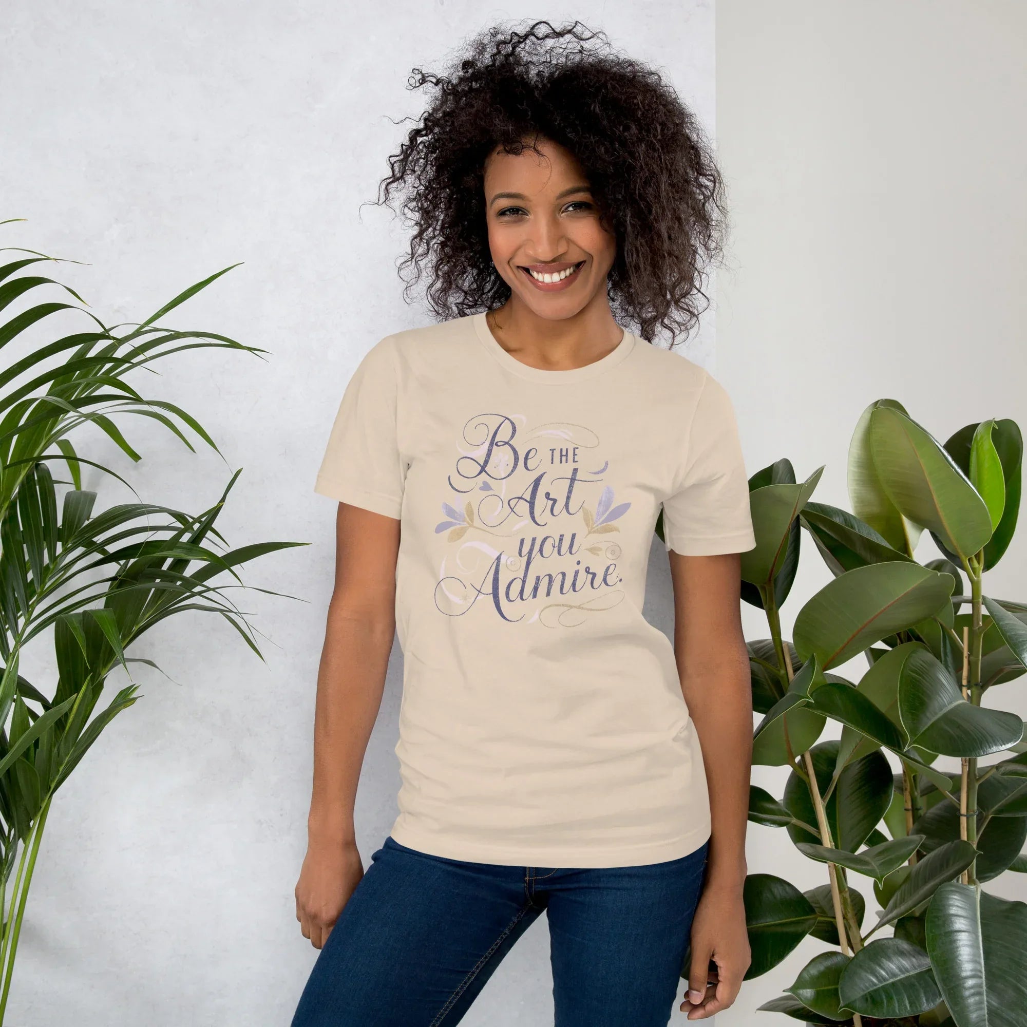 Women's T-Shirt | Be The Art You Admire Soft Cream Women's t-shirt AwRans Clothing unisex-staple-t-shirt-soft-cream-front-679be2793cfaa
