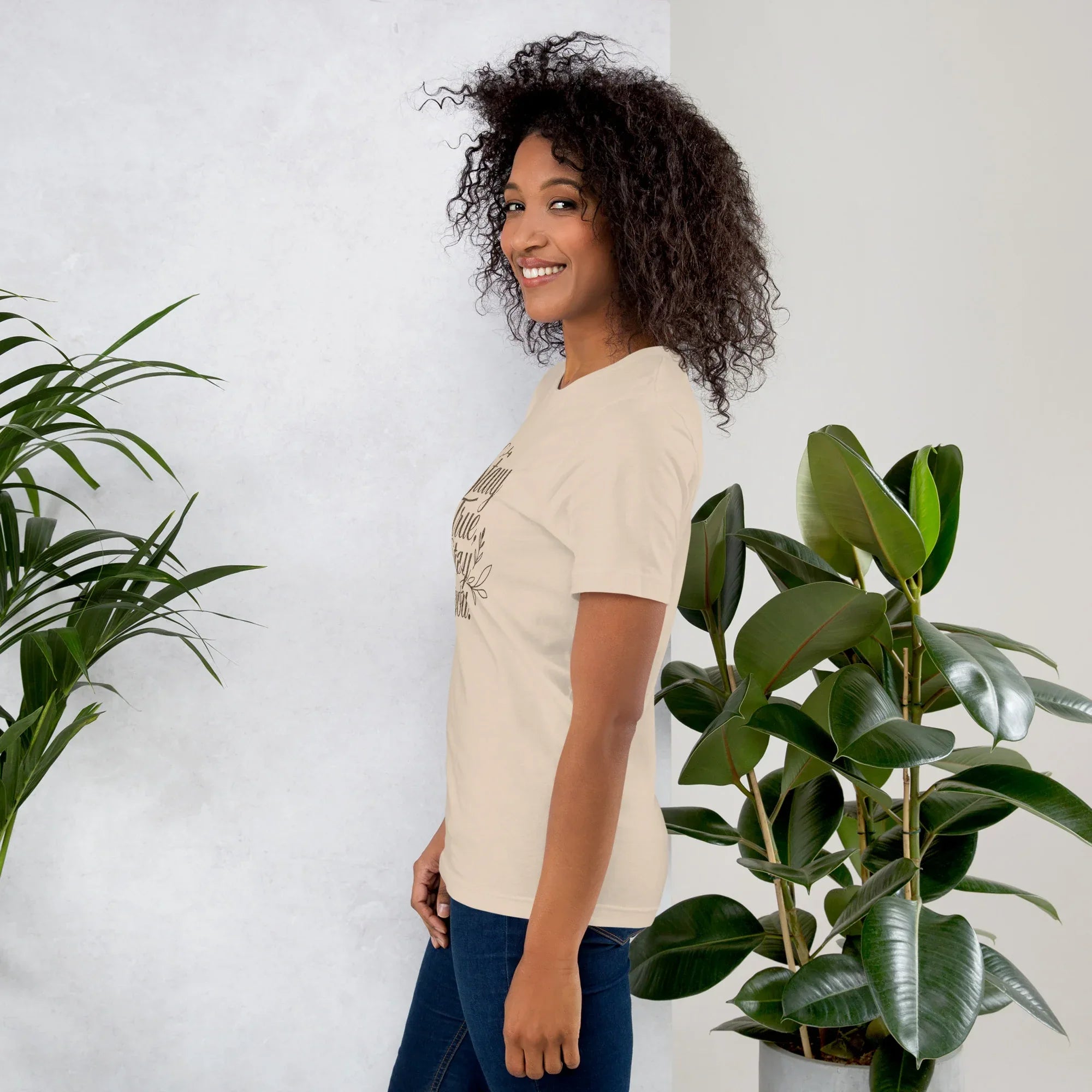 Women's T-Shirt | Stay True,Stay You. Women's t-shirt AwRans Clothing unisex-staple-t-shirt-soft-cream-left-679bbce296968