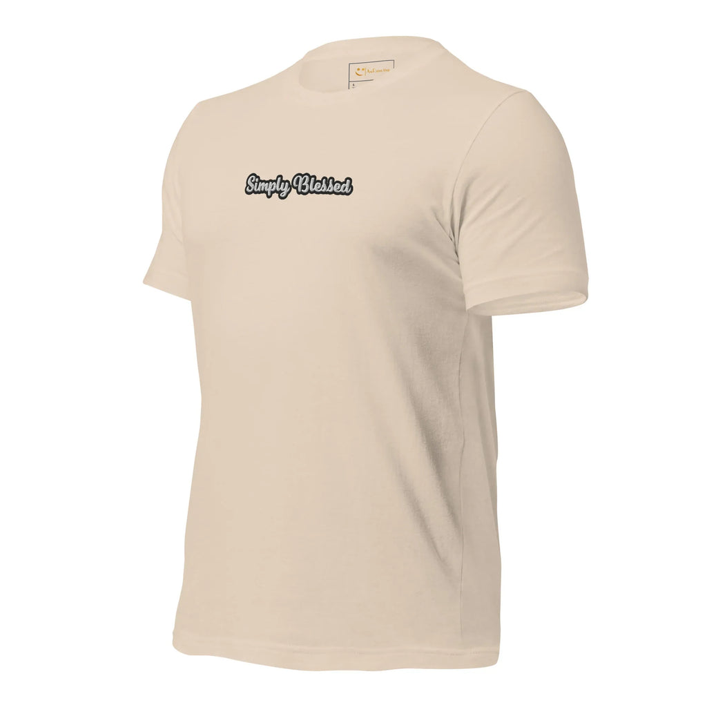 Unisex | Simply Blessed T-Shirt t-shirt AwRans Clothing unisex-staple-t-shirt-soft-cream-left-front-6749edce1b5b0