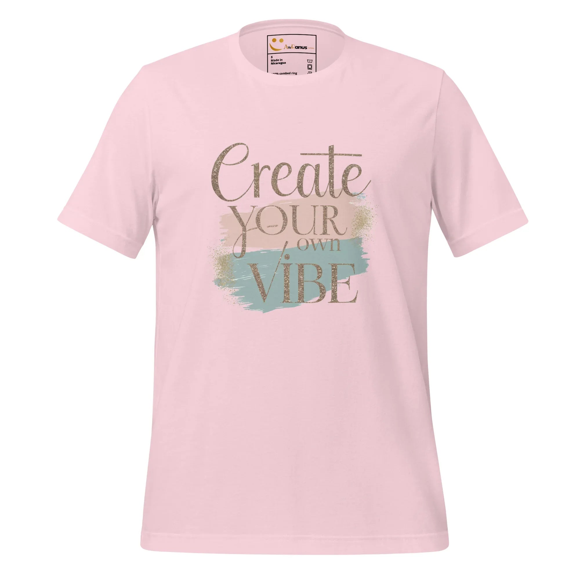 Women's T-Shirt | Creat Your Own Vibe Women's t-shirt AwRans Clothing unisex-staple-t-shirt-soft-pink-front-6799e51f660e4