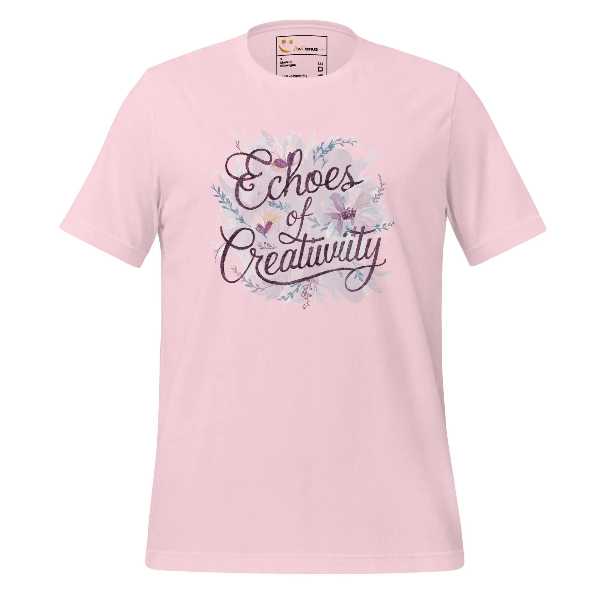Women's T-Shirt | Echoes Of Creativity Women's t-shirt AwRans Clothing unisex-staple-t-shirt-soft-pink-front-6799ecd230bf9