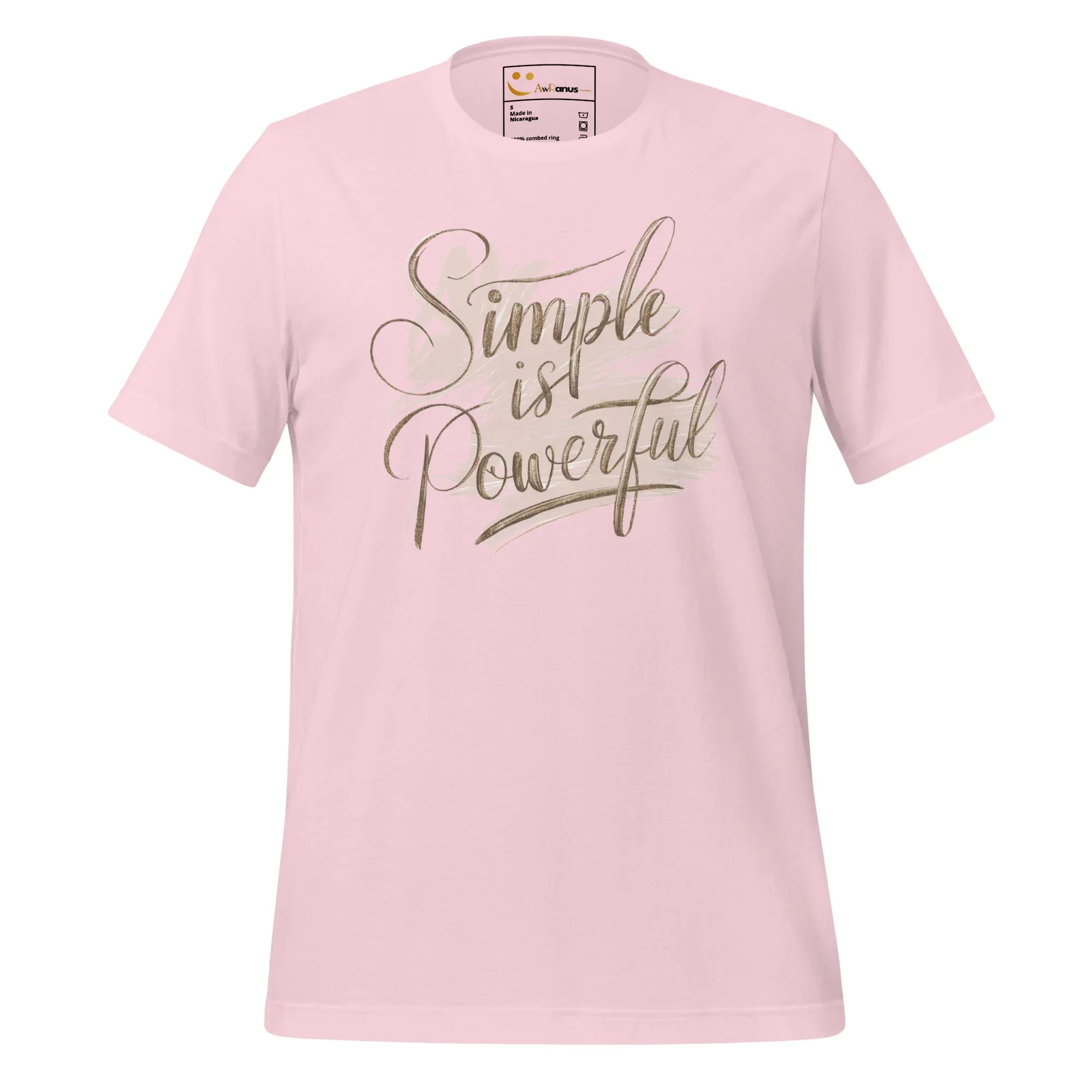 Women's T-Shirt | Simple Is Powerful Women's t-shirt AwRans Clothing unisex-staple-t-shirt-soft-pink-front-679a45943ad63