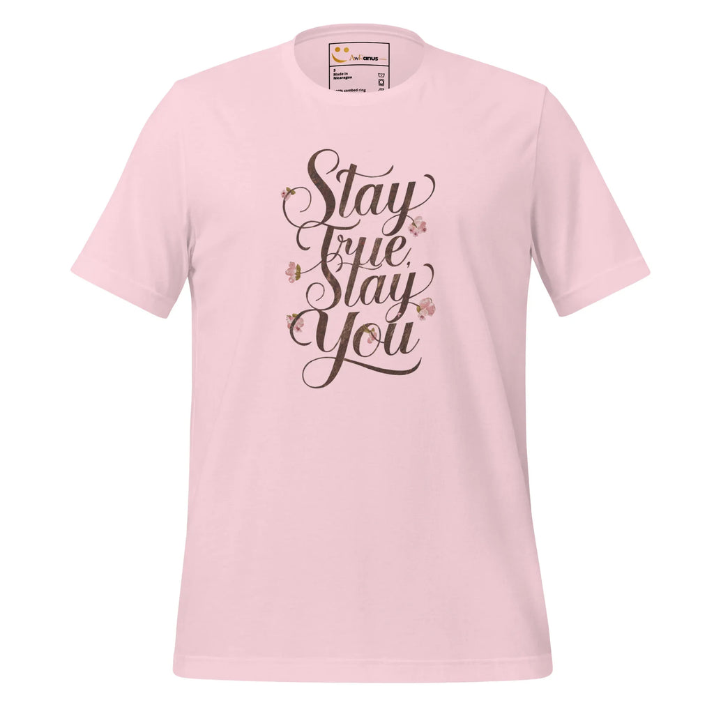 Women's T-Shirt | Stay True,Stay You. Women's t-shirt AwRans Clothing unisex-staple-t-shirt-soft-pink-front-679a9bf1cca90