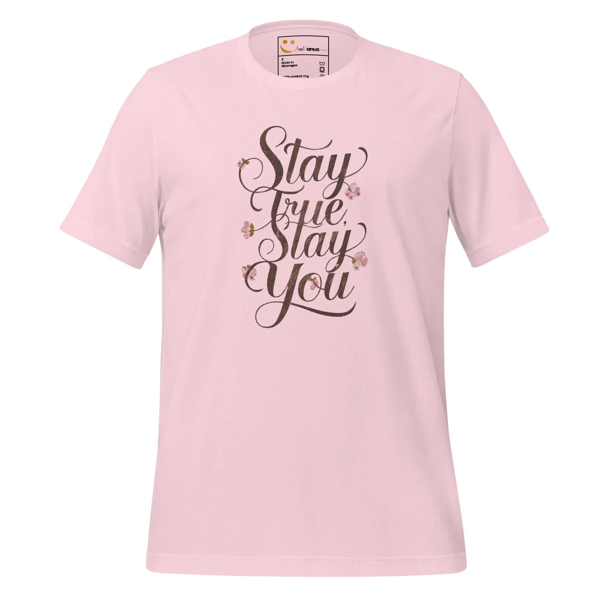 Women's T-Shirt | Stay True,Stay You. Women's t-shirt AwRans Clothing unisex-staple-t-shirt-soft-pink-front-679a9bf1cca90
