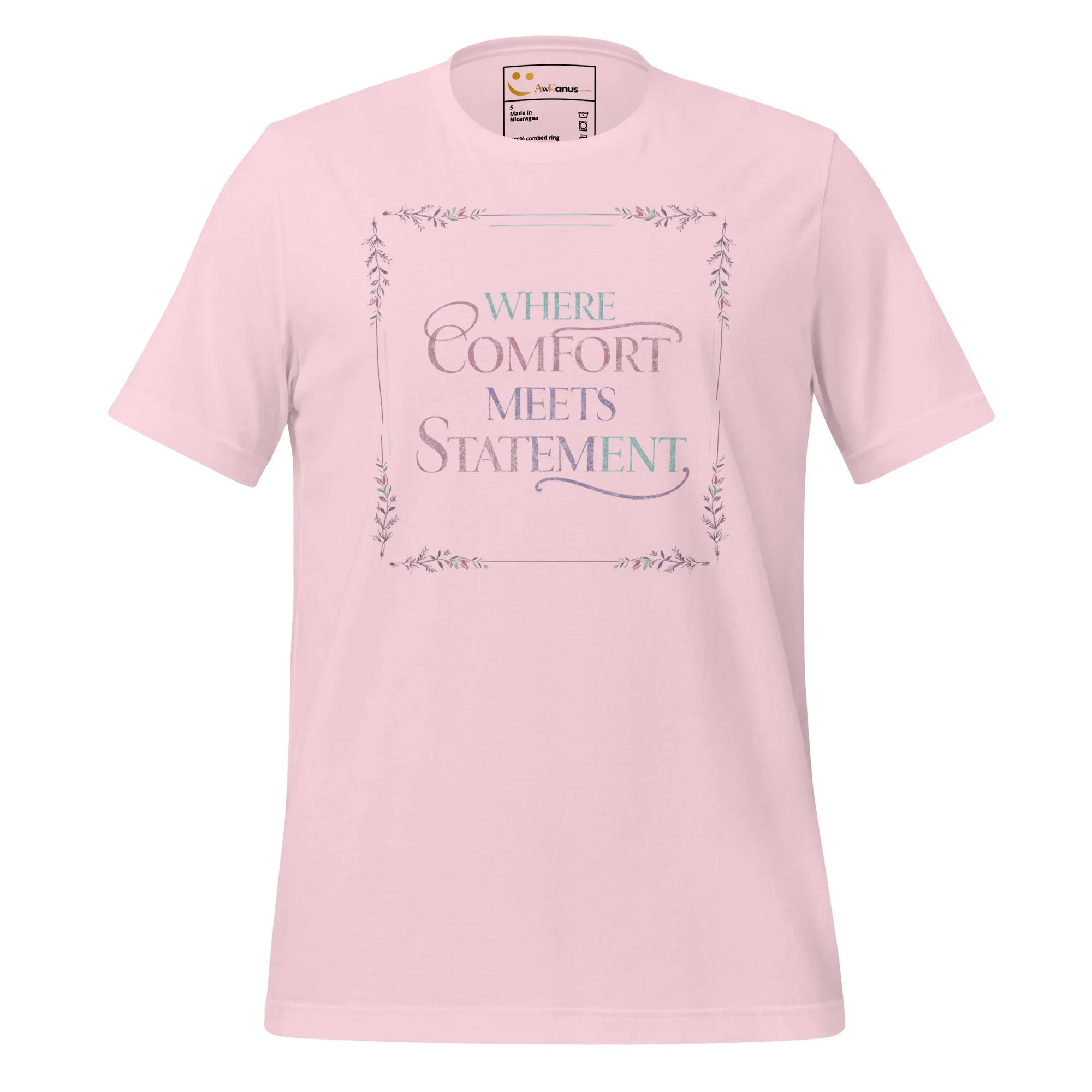 Women's T-Shirt | Where Comfort Meets Statement Women's t-shirt AwRans Clothing unisex-staple-t-shirt-soft-pink-front-679bdbf4427c0