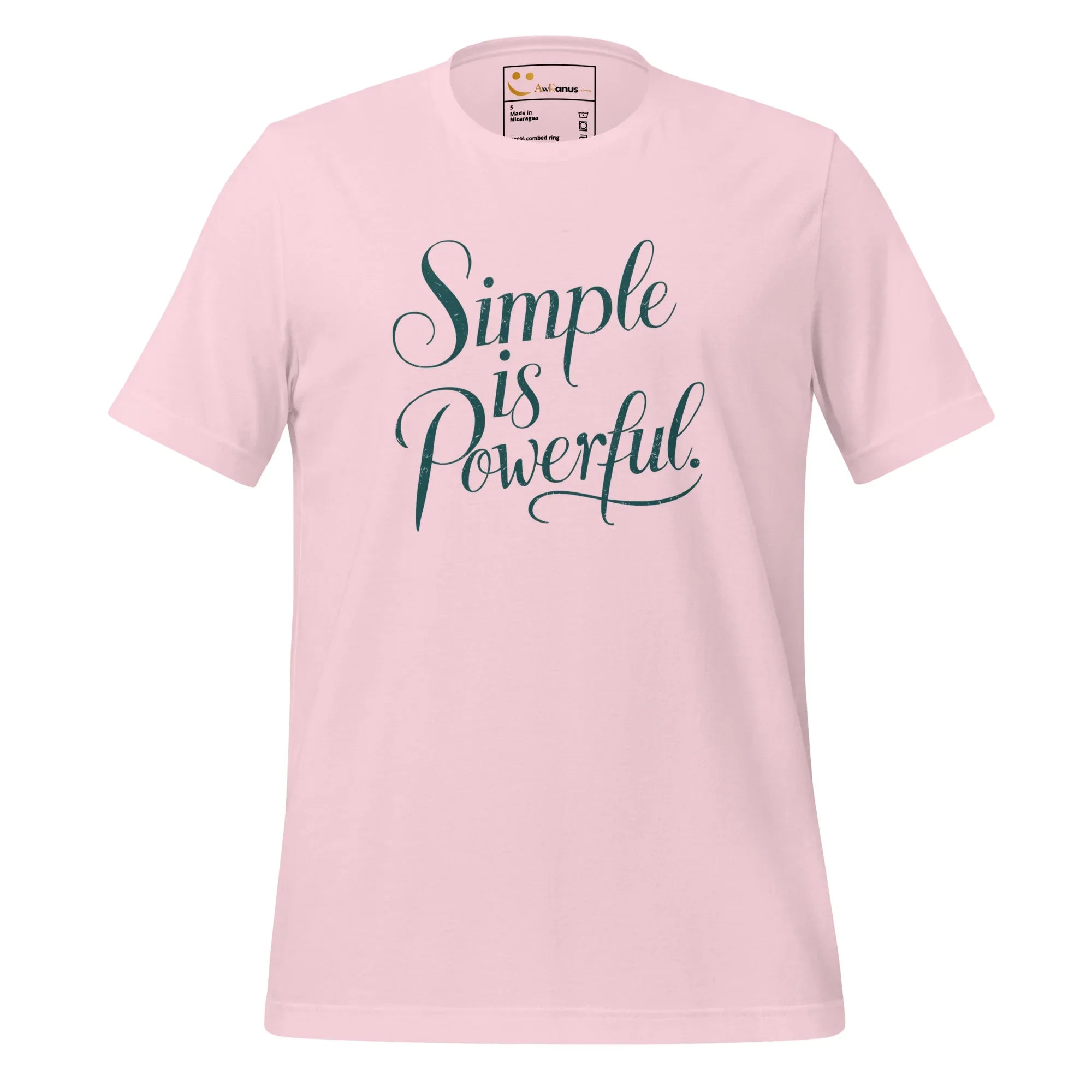 Women's T-Shirt | Simple Is Powerful Women's t-shirt AwRans Clothing unisex-staple-t-shirt-soft-pink-front-679bdcccb7a7a