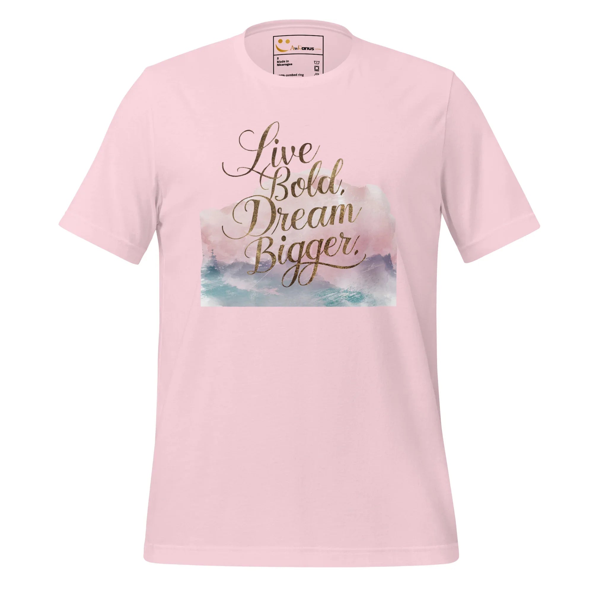 Women's T-Shirt | Live Bold,Dream Bigger. Women's t-shirt AwRans Clothing unisex-staple-t-shirt-soft-pink-front-679be00257bee