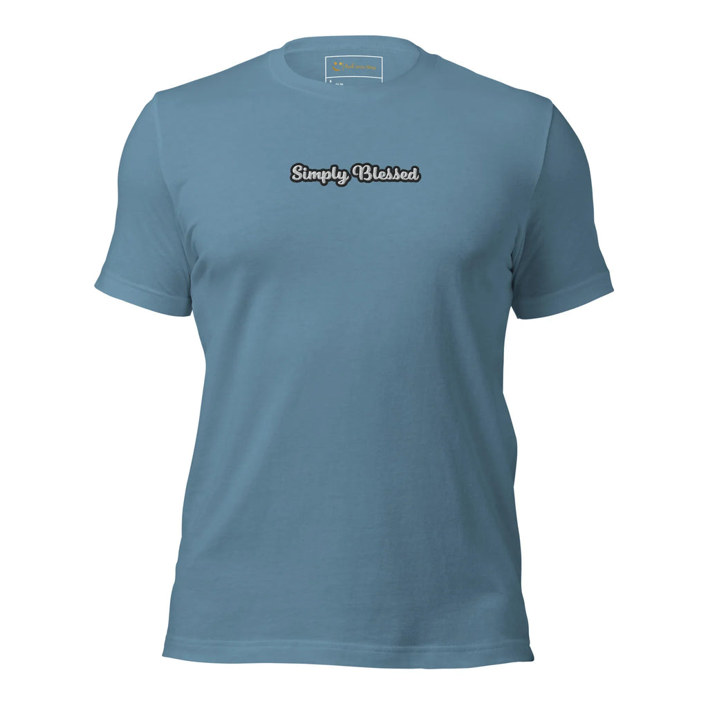 Unisex | Simply Blessed T-Shirt t-shirt AwRans Clothing unisex-staple-t-shirt-steel-blue-front-6749edcb5ad73