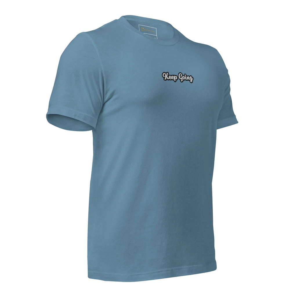Unisex | Keep Going T-Shirt t-shirt AwRans Clothing unisex-staple-t-shirt-steel-blue-right-front-6749e0f4412fc