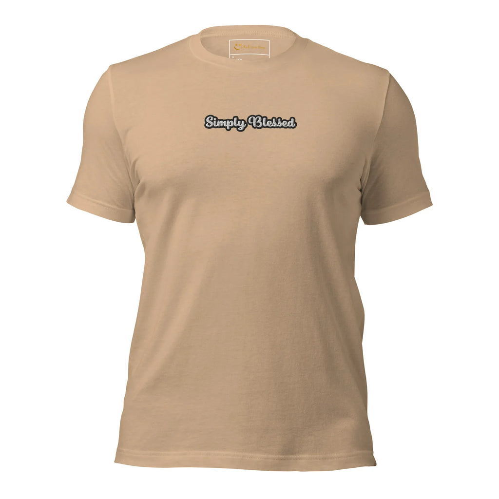Unisex | Simply Blessed T-Shirt t-shirt AwRans Clothing unisex-staple-t-shirt-tan-front-6749edcc02fb0