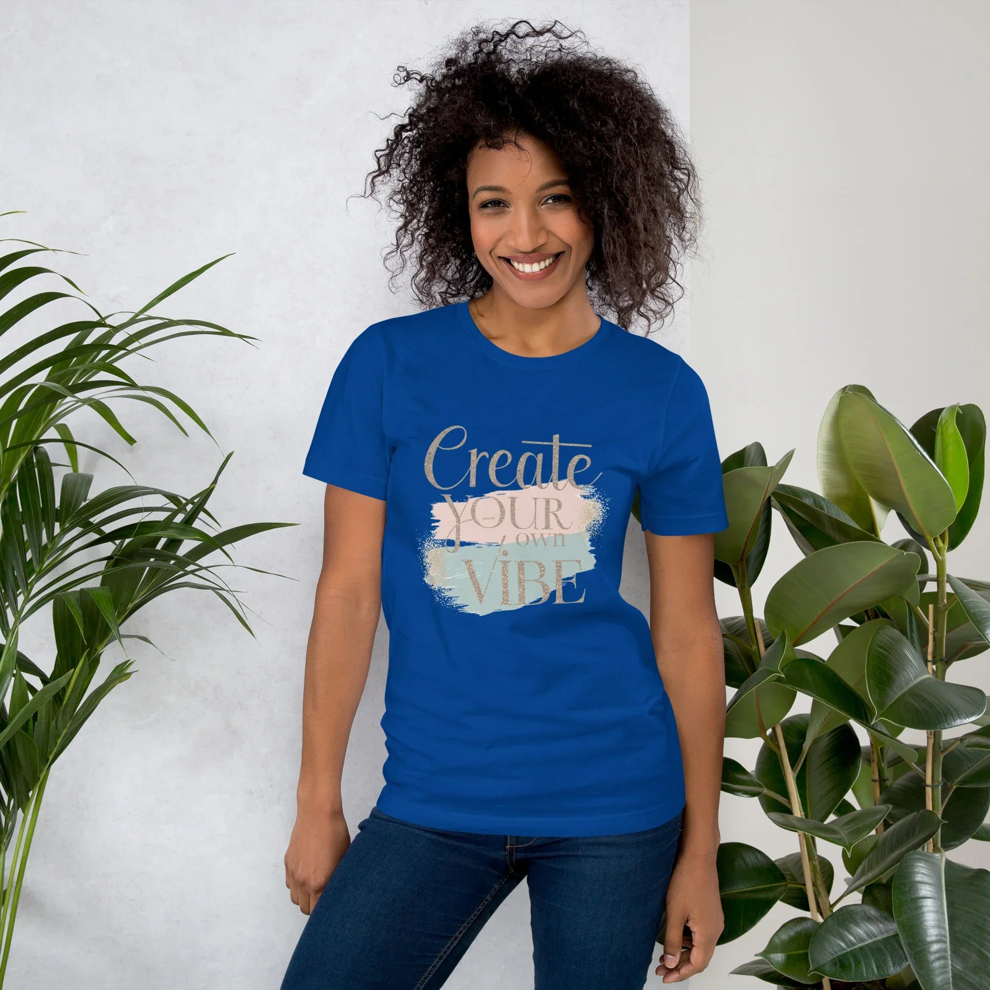 Women's T-Shirt | Creat Your Own Vibe True Royal Women's t-shirt AwRans Clothing unisex-staple-t-shirt-true-royal-front-6799e51f94548