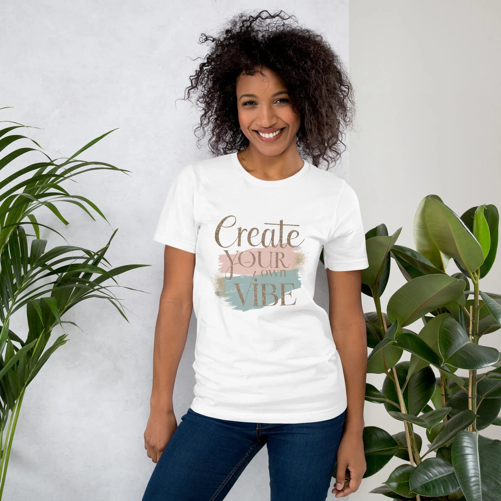 Women's T-Shirt | Creat Your Own Vibe White Women's t-shirt AwRans Clothing unisex-staple-t-shirt-white-front-6799e5203c710