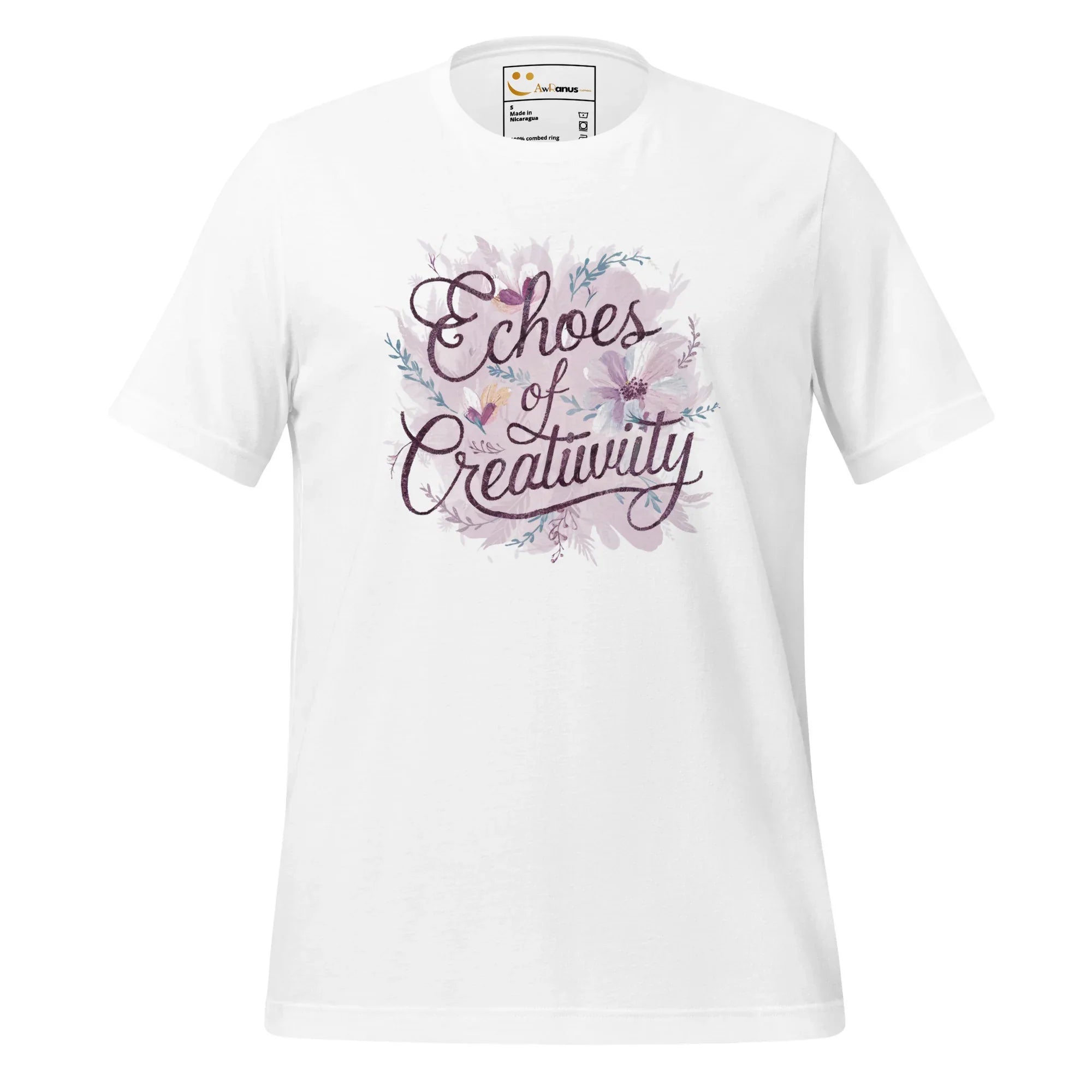 Women's T-Shirt | Echoes Of Creativity Women's t-shirt AwRans Clothing unisex-staple-t-shirt-white-front-6799ecd245a80
