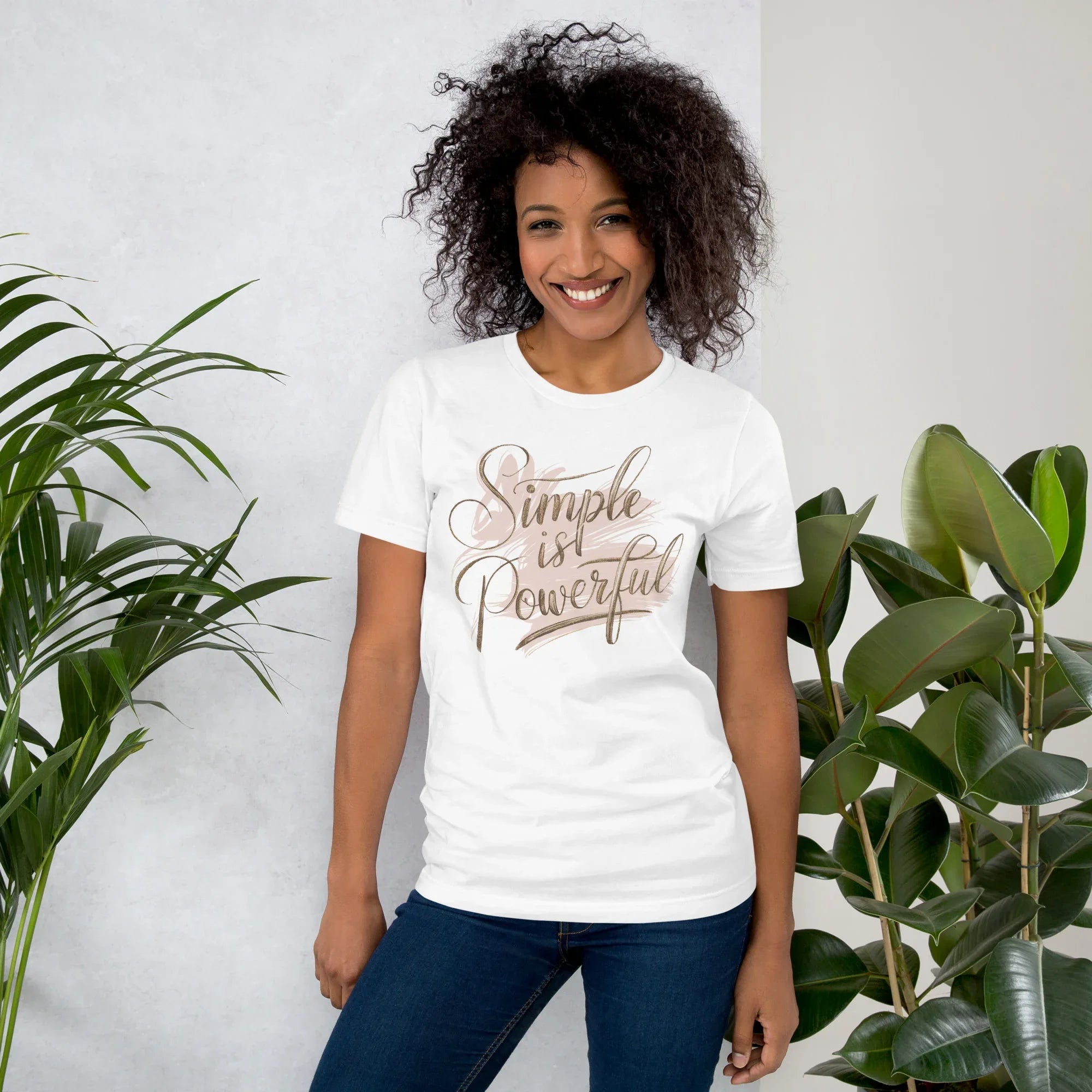 Women's T-Shirt | Simple Is Powerful White Women's t-shirt AwRans Clothing unisex-staple-t-shirt-white-front-679a45958b0e9
