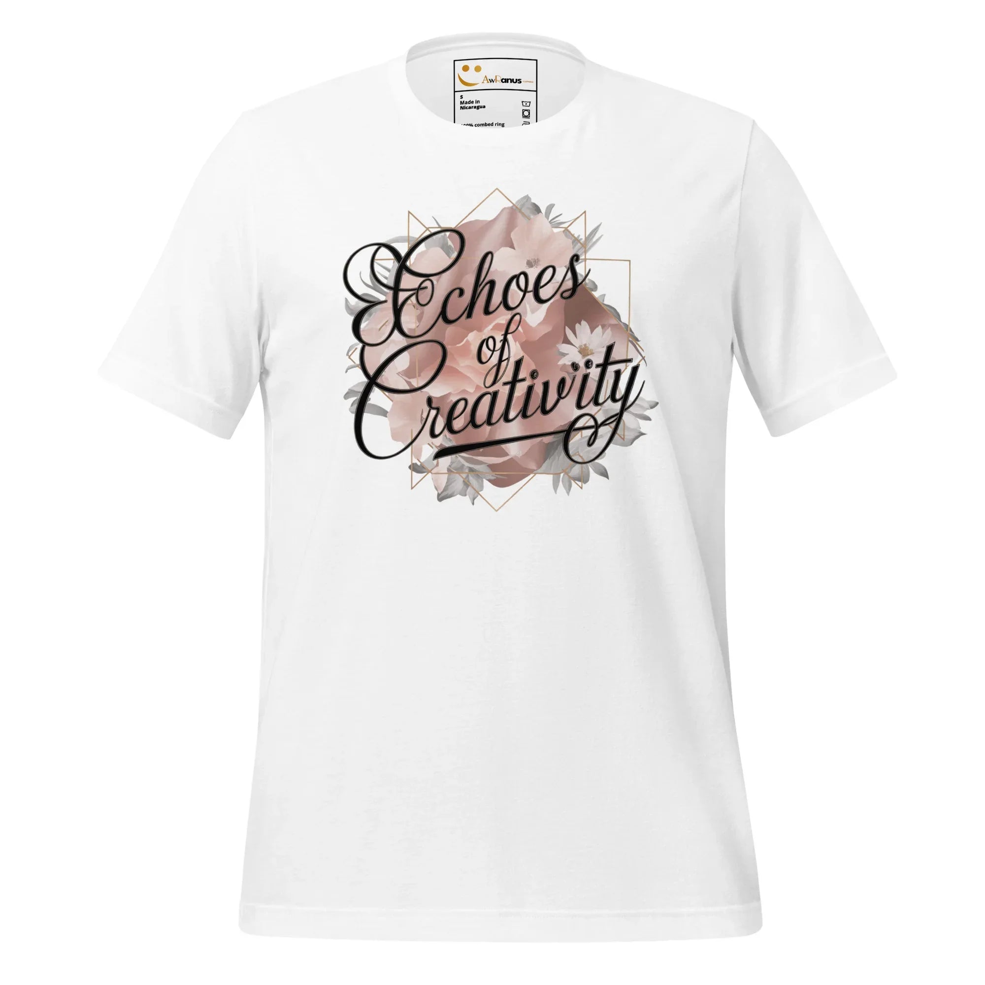 Women's T-Shirt | Echoes Of Creativity Women's t-shirt AwRans Clothing unisex-staple-t-shirt-white-front-679bbee57312c