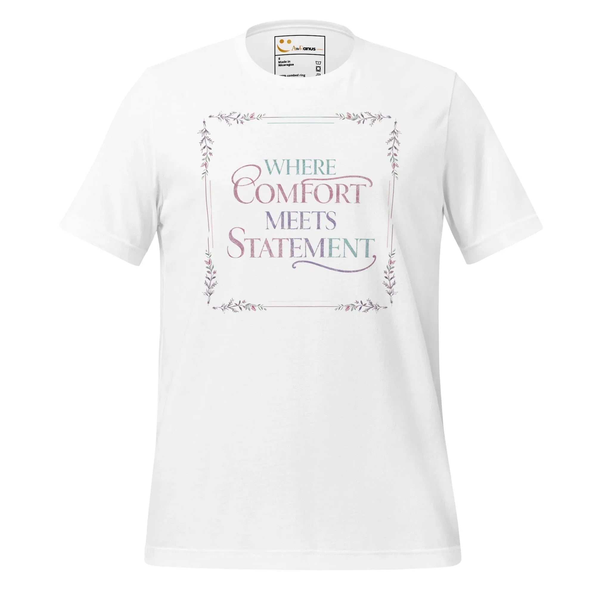 Women's T-Shirt | Where Comfort Meets Statement Women's t-shirt AwRans Clothing unisex-staple-t-shirt-white-front-679bdbf459032