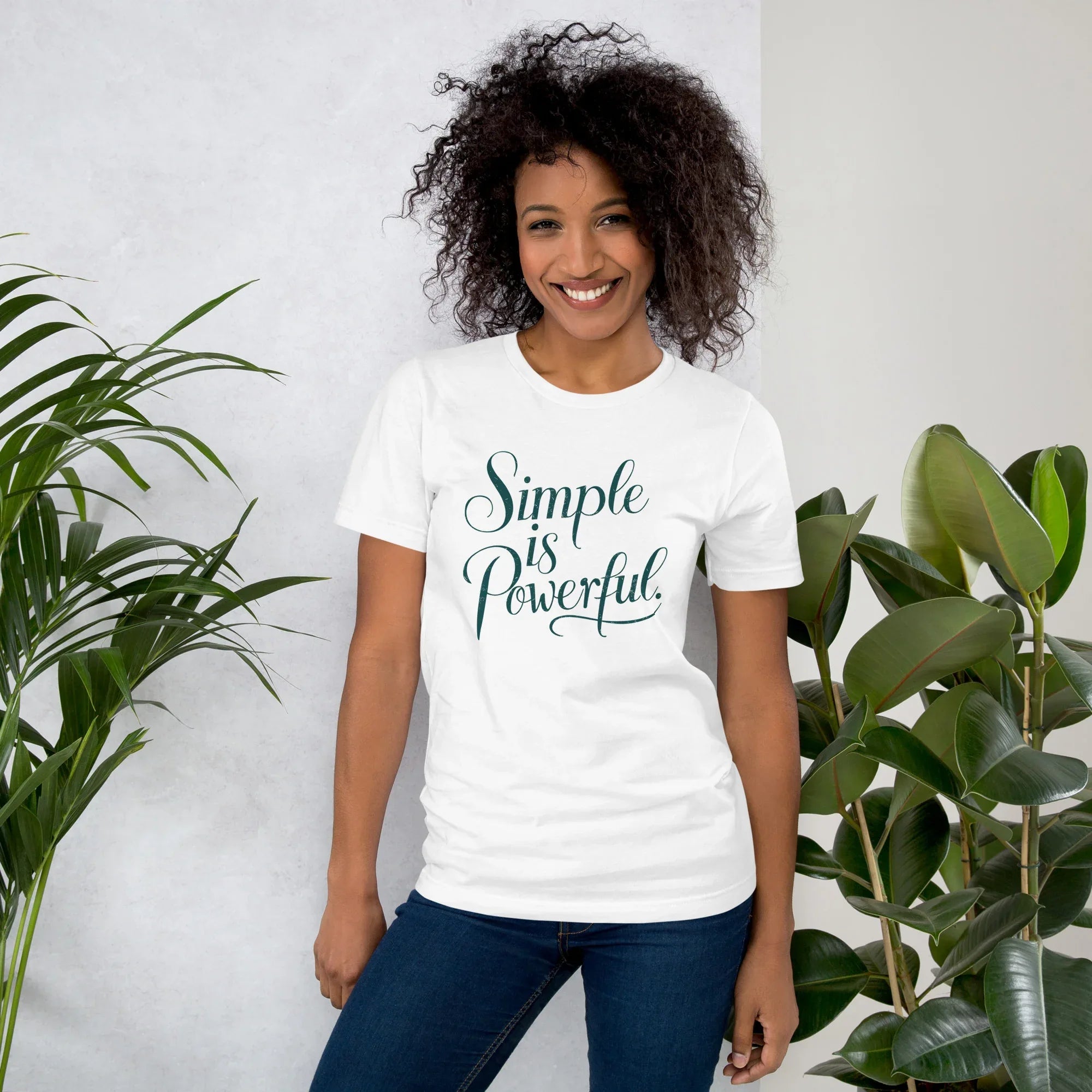 Women's T-Shirt | Simple Is Powerful White Women's t-shirt AwRans Clothing unisex-staple-t-shirt-white-front-679bdcce38d8f