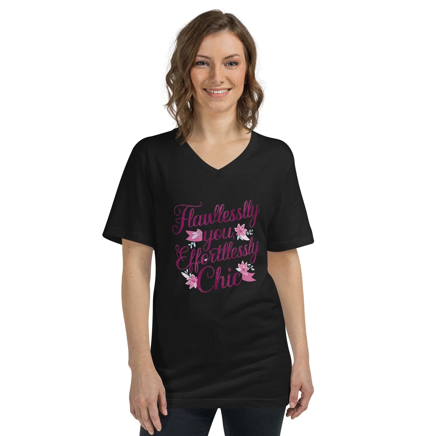 Women's Short Sleeve V-Neck T-Shirt | Flawlessly You,Effortlessly Chic - AwRans Clothing