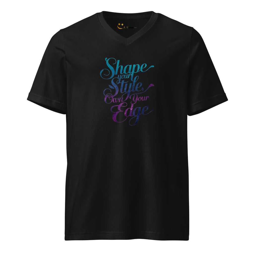 Women's Short Sleeve V-Neck T-Shirt | Shape Your Style,Own Your Edge V-Neck T-Shirt AwRans Clothing unisex-v-neck-tee-black-front-67a1834077c32