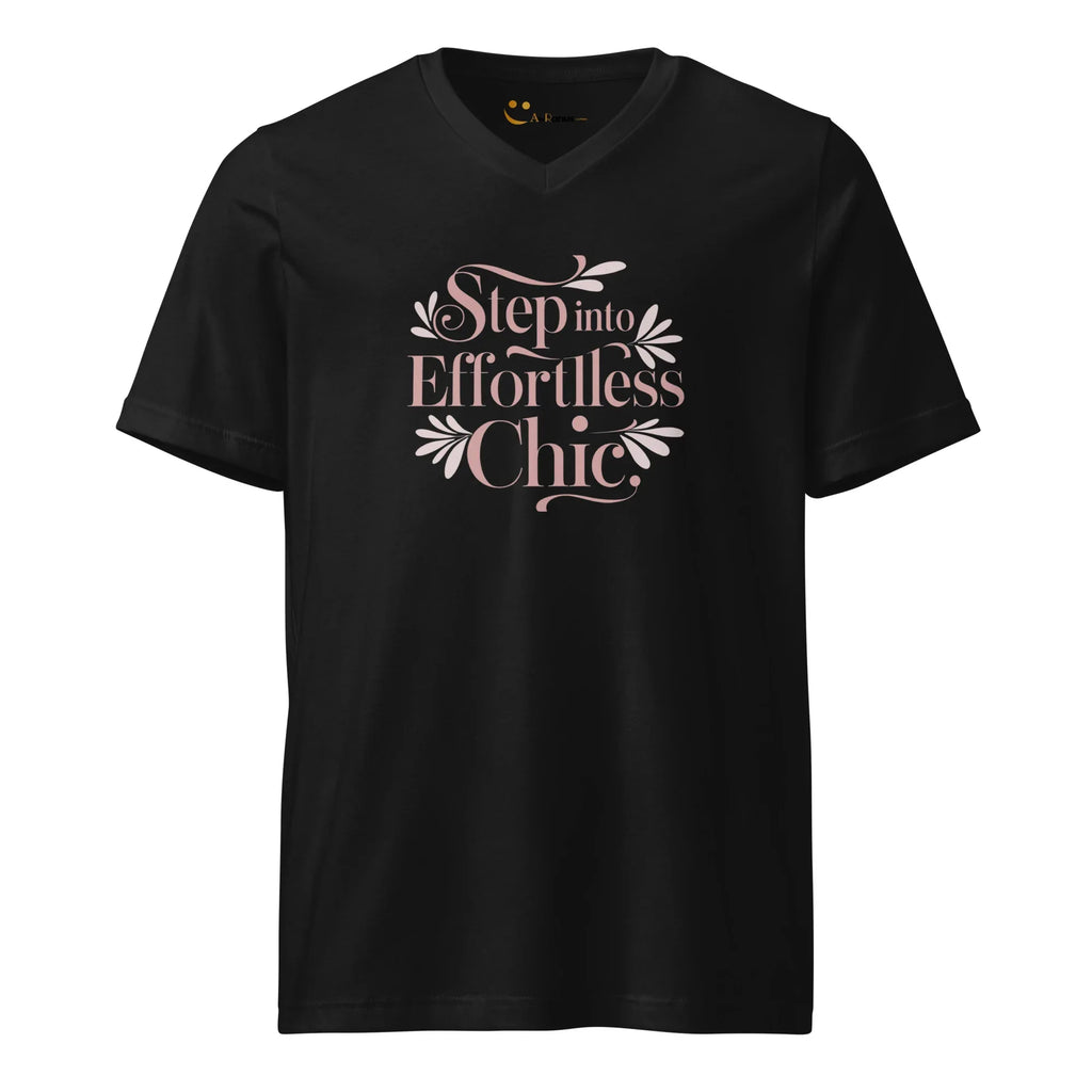 Women's Short Sleeve V-Neck T-Shirt | Step Into Effortless Chic V-Neck T-Shirt AwRans Clothing unisex-v-neck-tee-black-front-67a261b84a91f