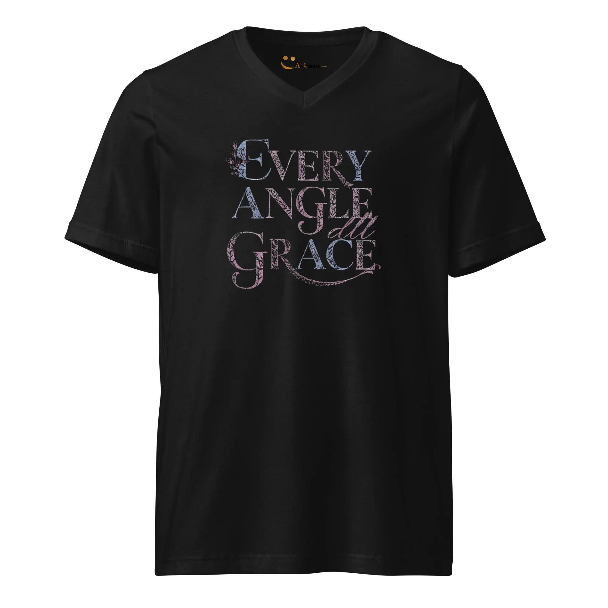 Women's Short Sleeve V-Neck T-Shirt | Every Angle,All Grace V-Neck T-Shirt AwRans Clothing unisex-v-neck-tee-black-front-67a262658756f