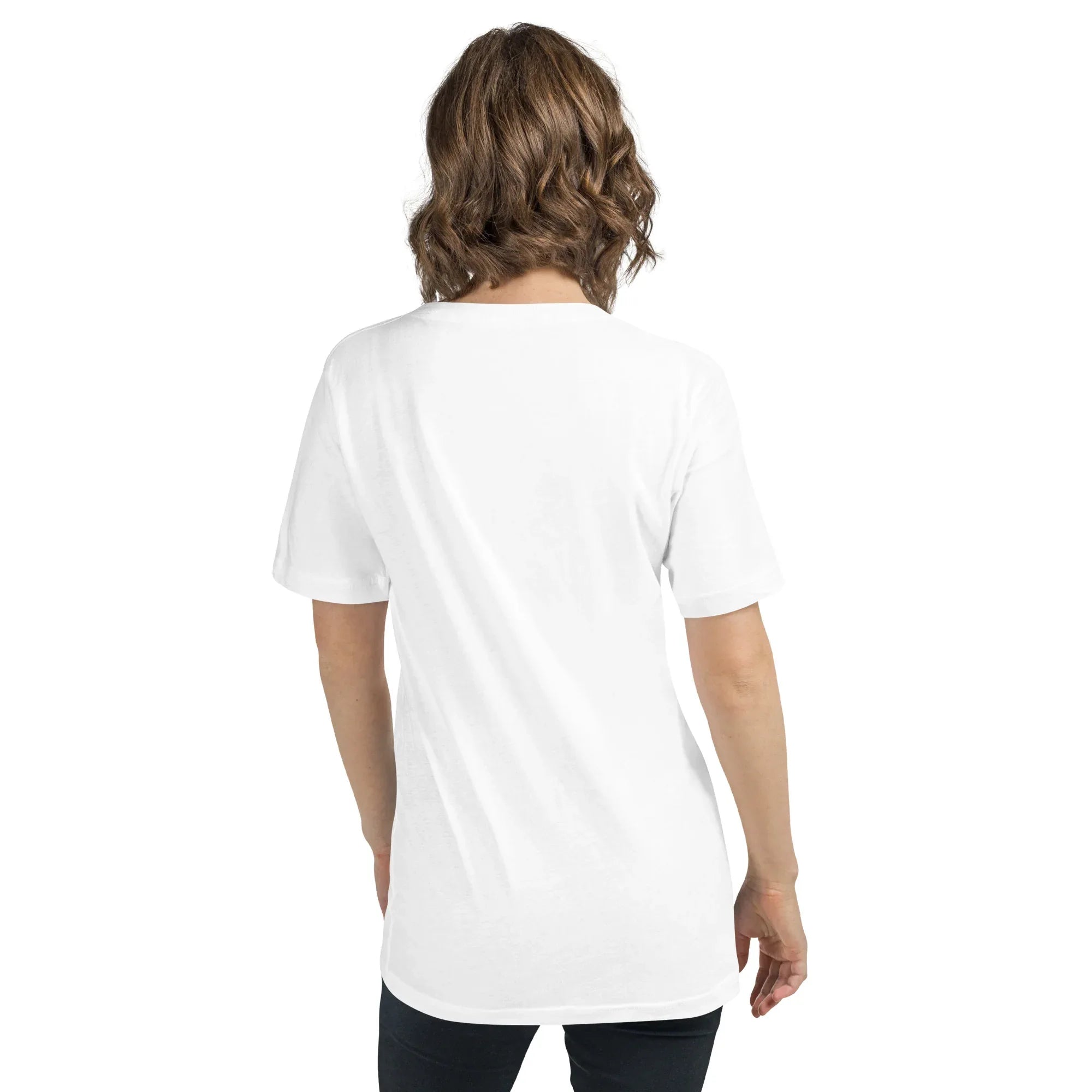 Women's Short Sleeve V-Neck T-Shirt | Soft On The Relax Strong In Style V-Neck T-Shirt AwRans Clothing unisex-v-neck-tee-white-back-67a262a5b413c