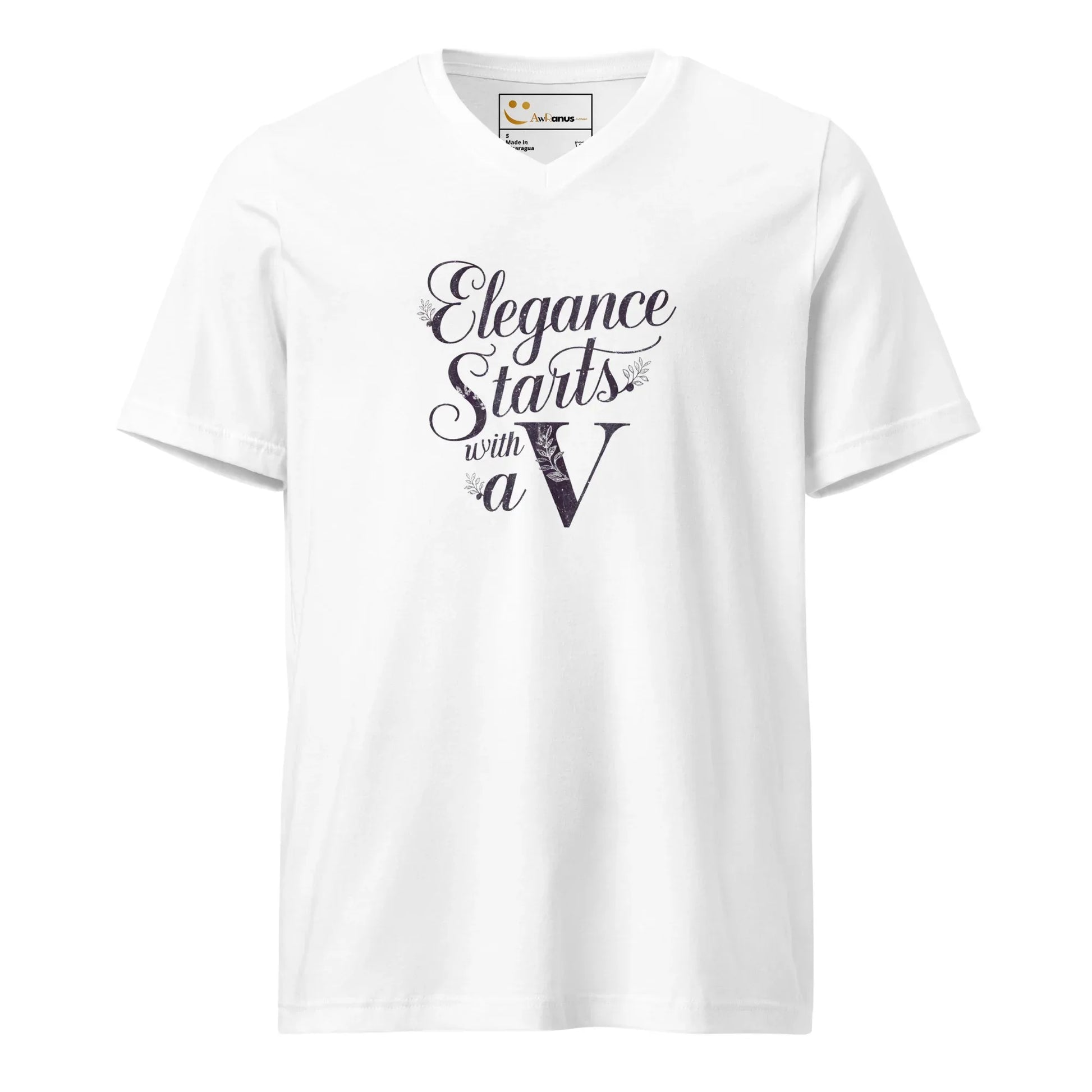 Women's Short Sleeve V-Neck T-Shirt | Elegance Start With A V - AwRans Clothing