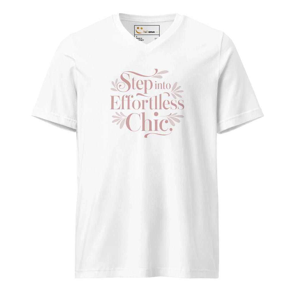 Women's Short Sleeve V-Neck T-Shirt | Step Into Effortless Chic V-Neck T-Shirt AwRans Clothing unisex-v-neck-tee-white-front-67a261b84af35