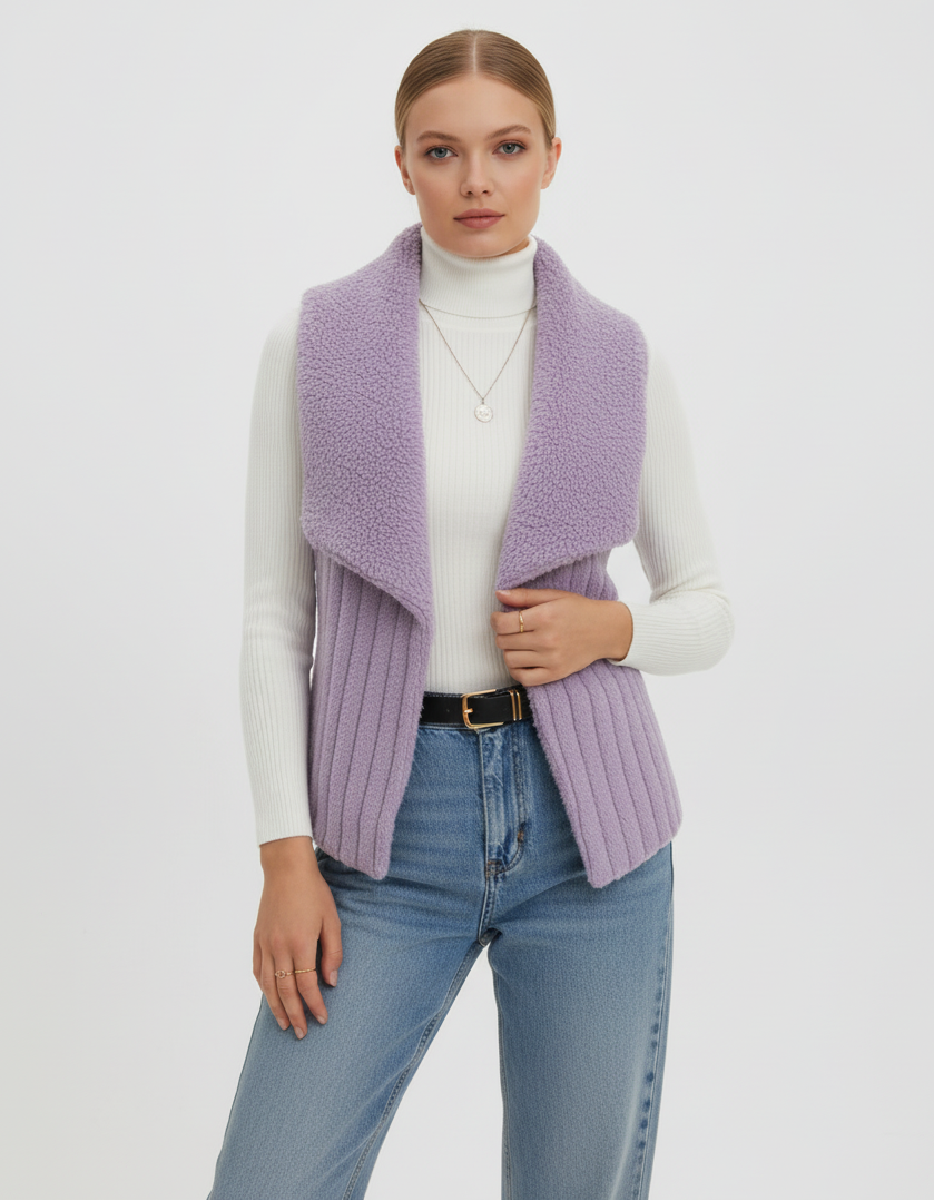Chic Sherpa Fleece Open-Front Vest