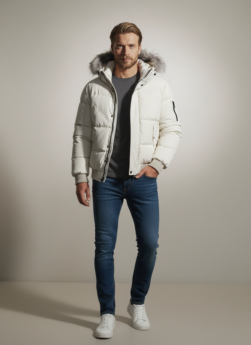 Arctic Faux Fur Hooded Bomber